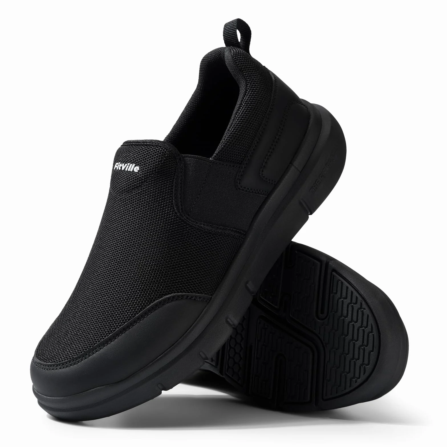 FitVille Slip On Sneaker Męskie bardzo szerokie buty treningowe Antypoślizgowe buty do chodzenia Szerokie buty outdoorowe Wygodne lekkie oddychające buty codzienne