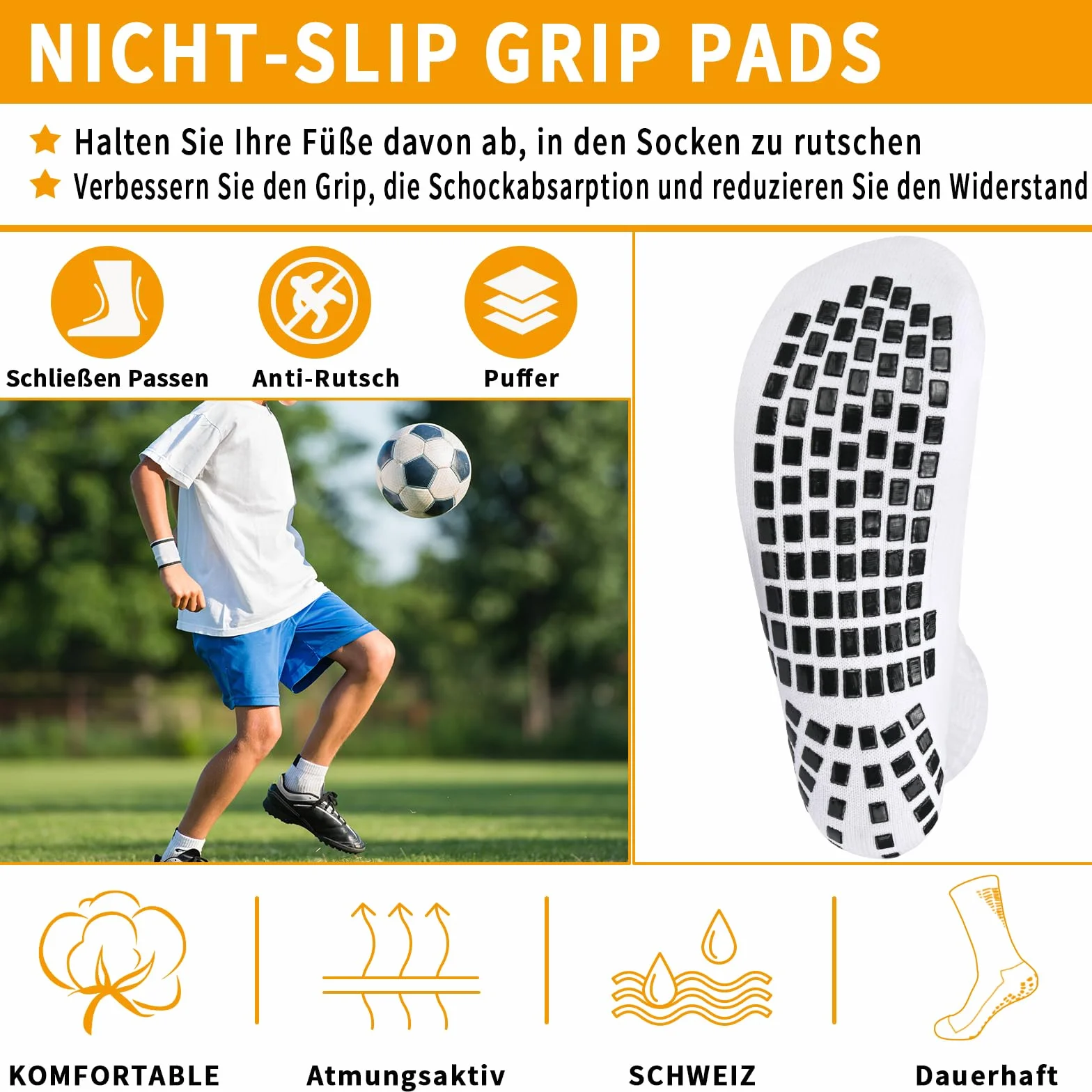 3 pary antypoślizgowych skarpet piłkarskich dla dzieci, antypoślizgowe skarpety sportowe, skarpety piłkarskie dla chłopców, rozmiar 31-34/35-38