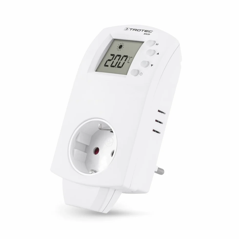 TROTEC BN30 Termostat gniazdkowy z czujnikiem temperatury regulacja temperatury w grzejnikach i klimatyzatorach od 5 °C do 30 °C