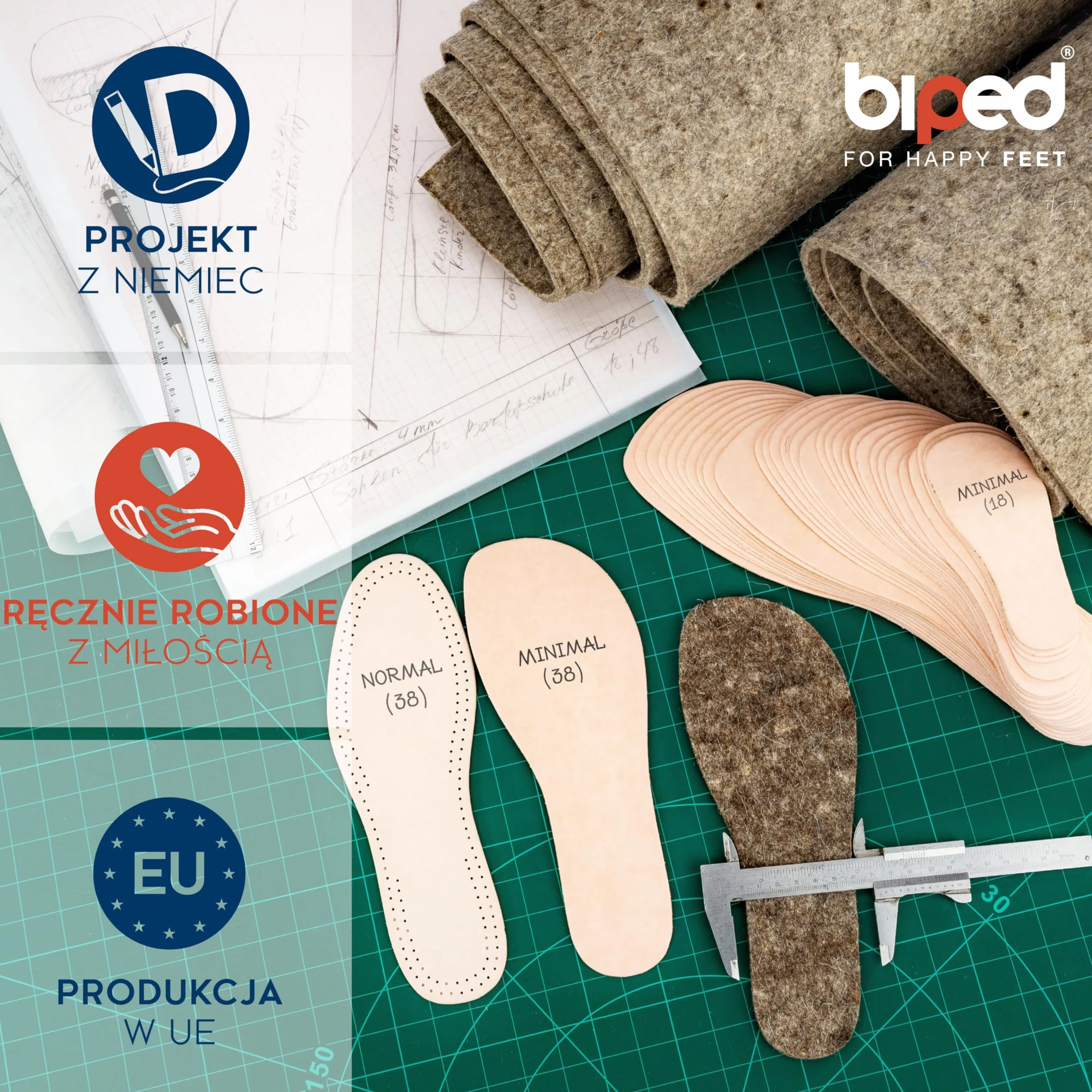 biped minimal sole ZUBIRI - 2 pary wkładek do butów barefoot - wkładki z prawdziwego filcu wełnianego - pasują do butów minimalistycznych dla dorosłych i dzieci(42)
