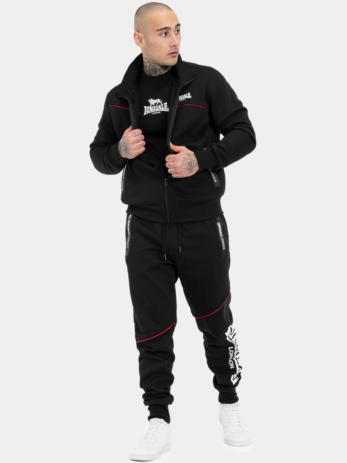 Lonsdale M?ski dres treningowy Geddington, kolor: czarny, rozmiar: M