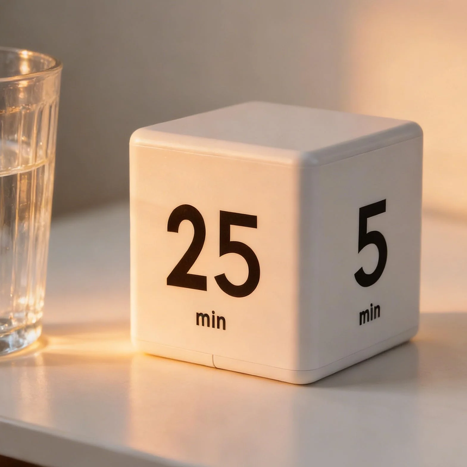 TARSHYRY Minutnik z kostką odliczającą, 5 15 25 45 Minut Wiele ustawień Czasu Kostka z Timerem Stylowy, Nowoczesny Design Minutnik do Nauki Materiał ABS Kostka na Biurko Timery dla