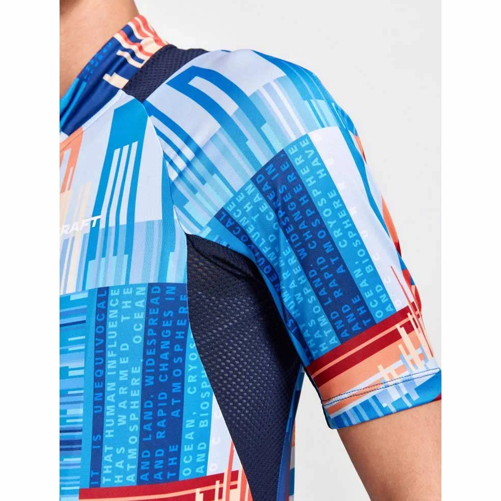 Craft Odzież sportowa męska ADV Endur Graphic koszulka kolarska z krótkim rękawem, koszulka rowerowa z 4 tylnymi kieszeniami