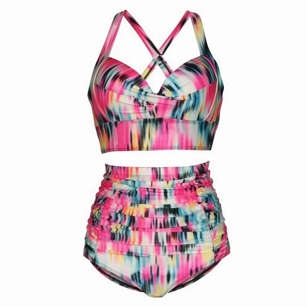 Drukuj Duże stroje kąpielowe Damskie bikini Plus Size Stroje kąpielowe Kostiumy plażowe Zestaw bikini Damski strój kąpielowy (kolor: A, rozmiar: kod L) (kod A XX3XL)