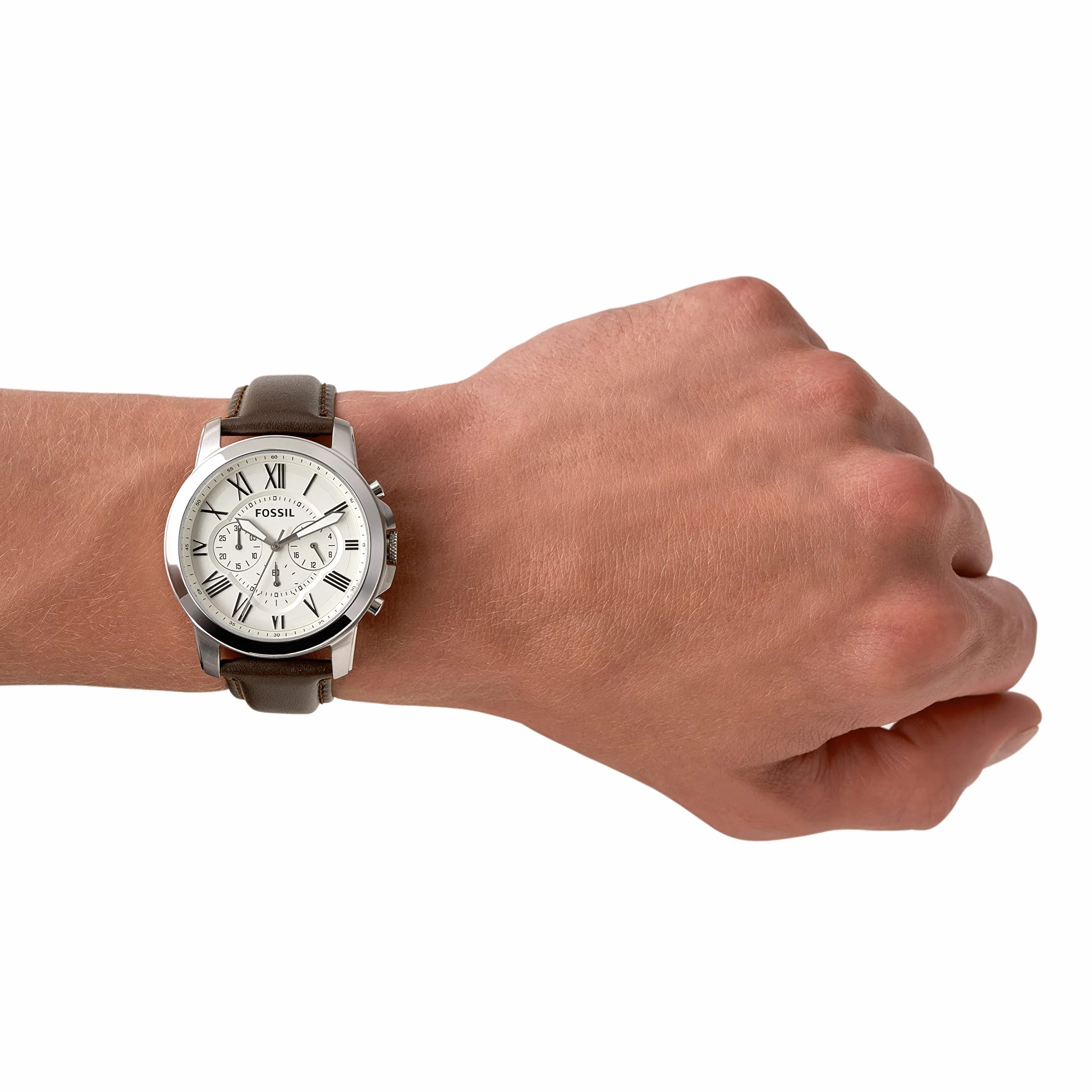 Fossil męski zegarek kwarcowy chronograf skóra stal szlachetna