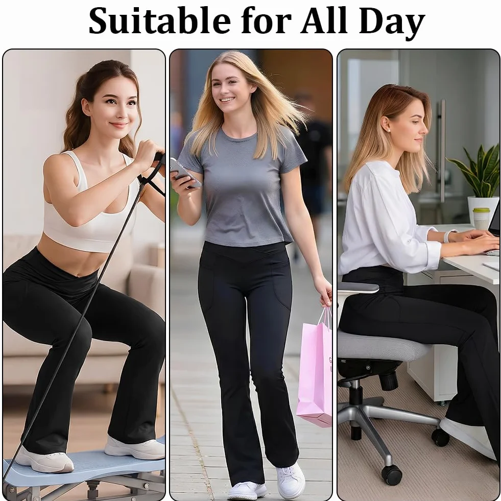 Damskie spodnie do jogi/spodnie do jogi bootcut siłownia legginsy z wysokim stanem spodnie do jogi legginsy kompresyjne do biegania lekkie sportowe legginsy treningowe spodnie do biegania
