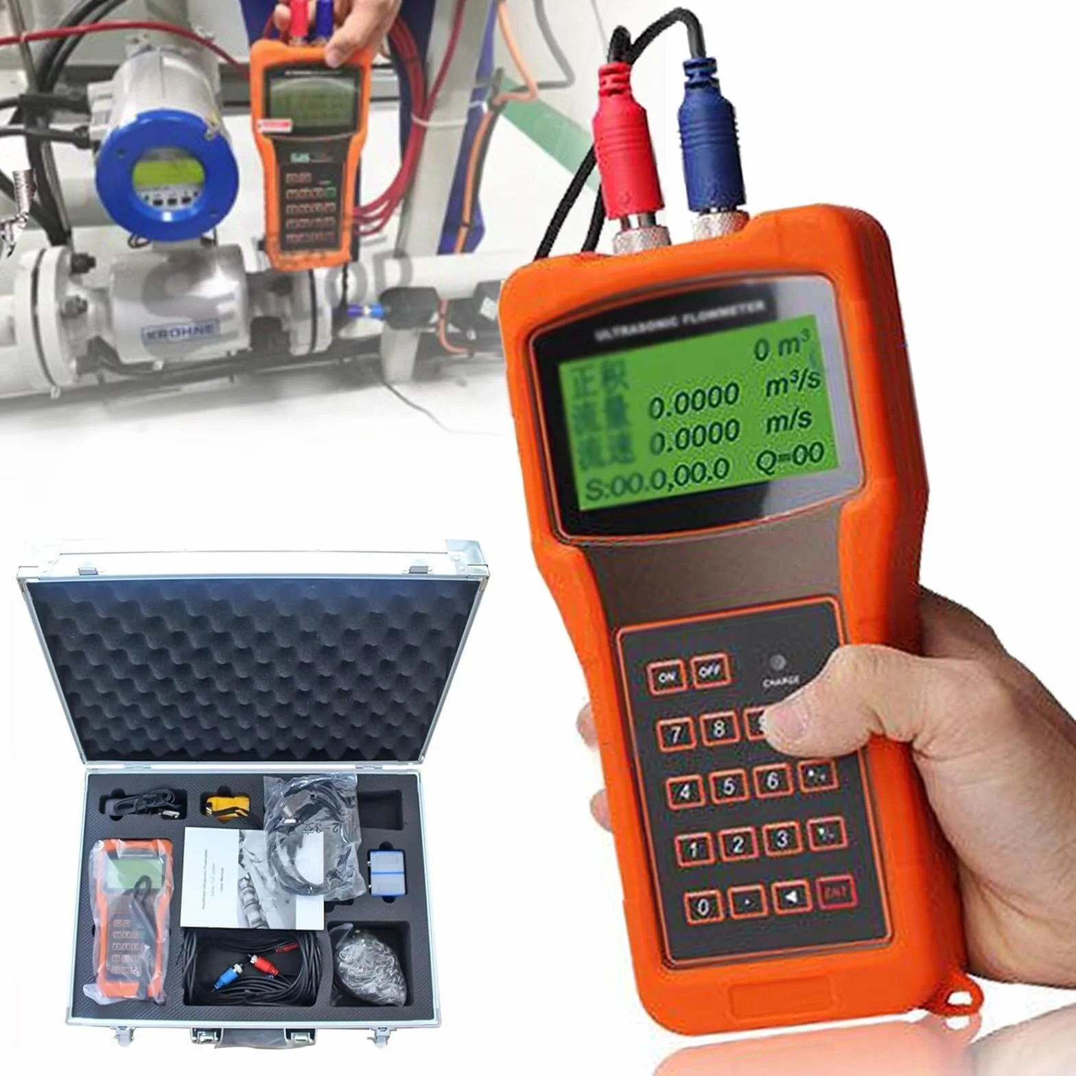 Ultrasonic Flow Meter Liquid Flowmeter TUF-2000H for Pipe Diameter DN15-DN6000mm LCD Display Handheld Ultrasonic Flow Meter(2)