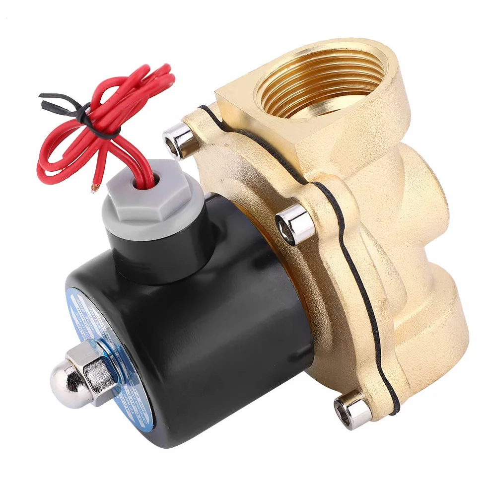 Elektryczny zawór elektromagnetyczny, 1" BSPP 2W250-25 Mosiężny elektryczny zawór elektromagnetyczny Wodoodporny, szczelny, normalnie zamknięty zawór do oleju wodno-powietrznego (2W-250-25 24V)
