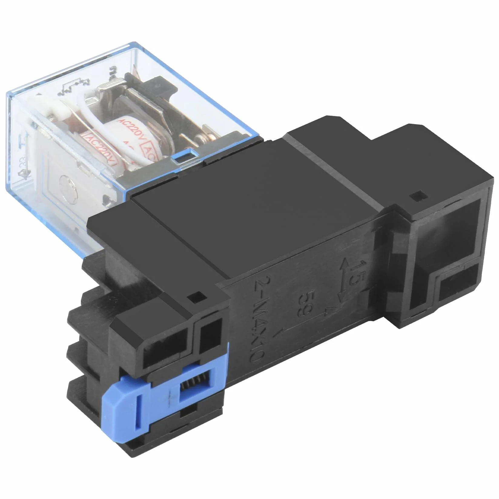 Heschen Przekaźnik uniwersalny LY2NJ, cewka 220 VAC, 10 A 24 VDC/220 VAC, DPDT, wyświetlacz LED, z podstawą cokołu