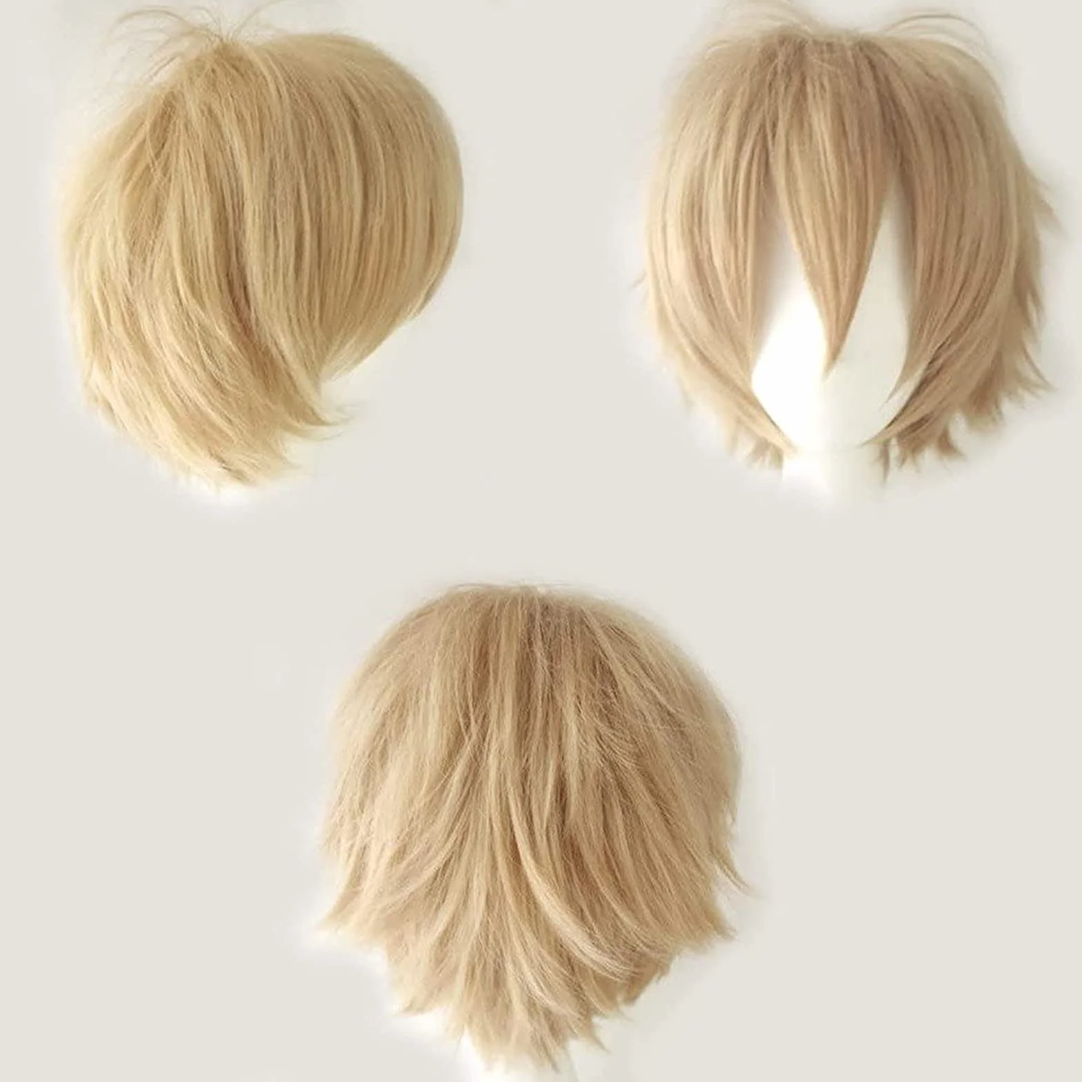 Krótka peruka z syntetycznymi włosami blond, kręcone, proste, warstwowe, puszyste, syntetyczne peruki na imprezę, peruki z czepkiem, blond