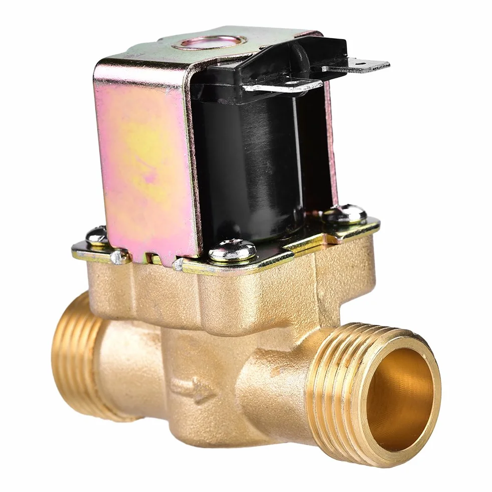 Zawór elektromagnetyczny z mosiądzu, 1/2 "DC 24V Normalnie zamknięty regulator wody. Brak poboru mocy. Elektrozawór sterujący z mosiądzu do kontroli przepływu wody