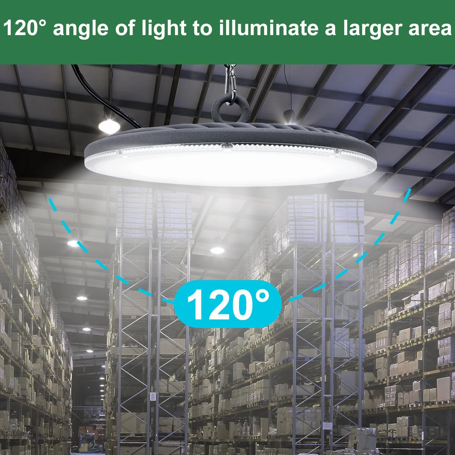 Oświetlenie garażowe LED 1000 W, 10000 lm, 6500 K, UFO, lampa sufitowa z łańcuchem, 144 diody LED do wnętrz, wodoodporna lampa sufitowa IP65, do garażu, magazynu, sali gimnastycznej