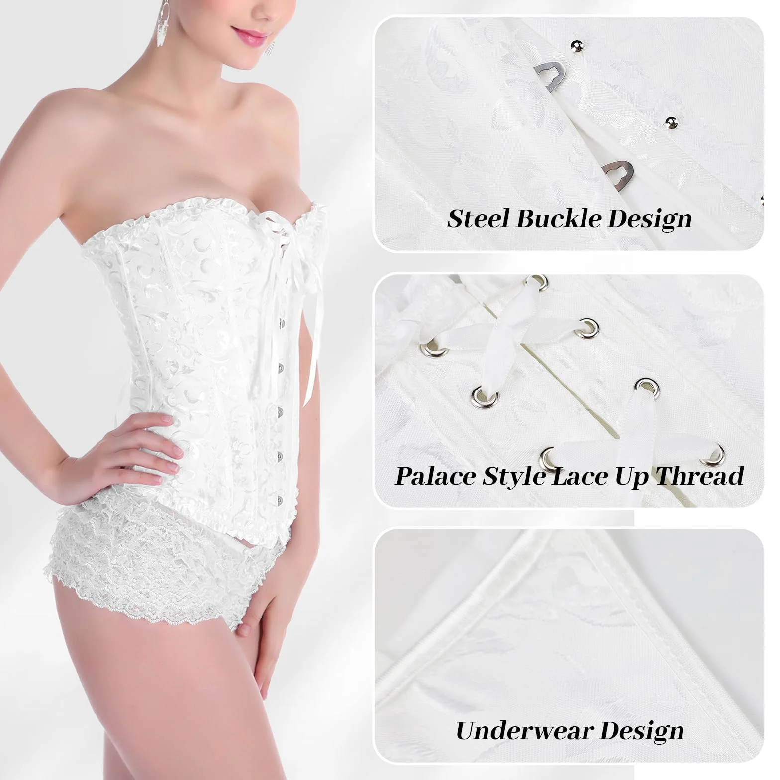SHEKINI Gorset damski koronkowy w talii Cincher pod biustem żakardowy Crop Top Body Shaper wyszczuplający brzuch gotycki vintage