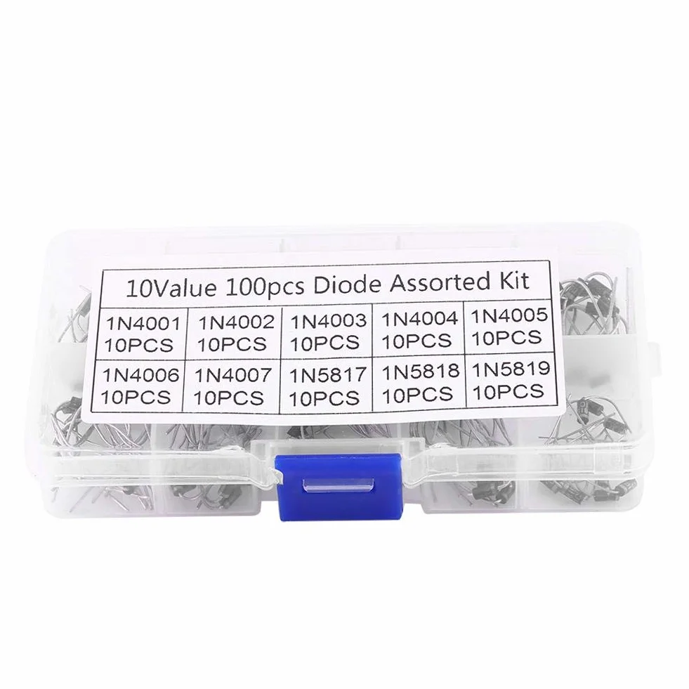 Yosoo Health Gear 10 diod prostowniczych, od 1N4001 do 1N5819 zestaw różnych diod w sumie 100 szt.