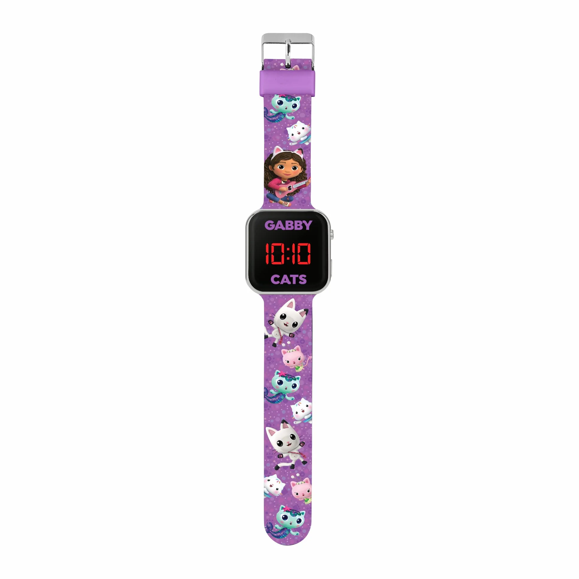 Disney Dziewczęcy cyfrowy zegarek kwarcowy z plastikowym paskiem GAB4033, Fioletowy nadruk, pasek