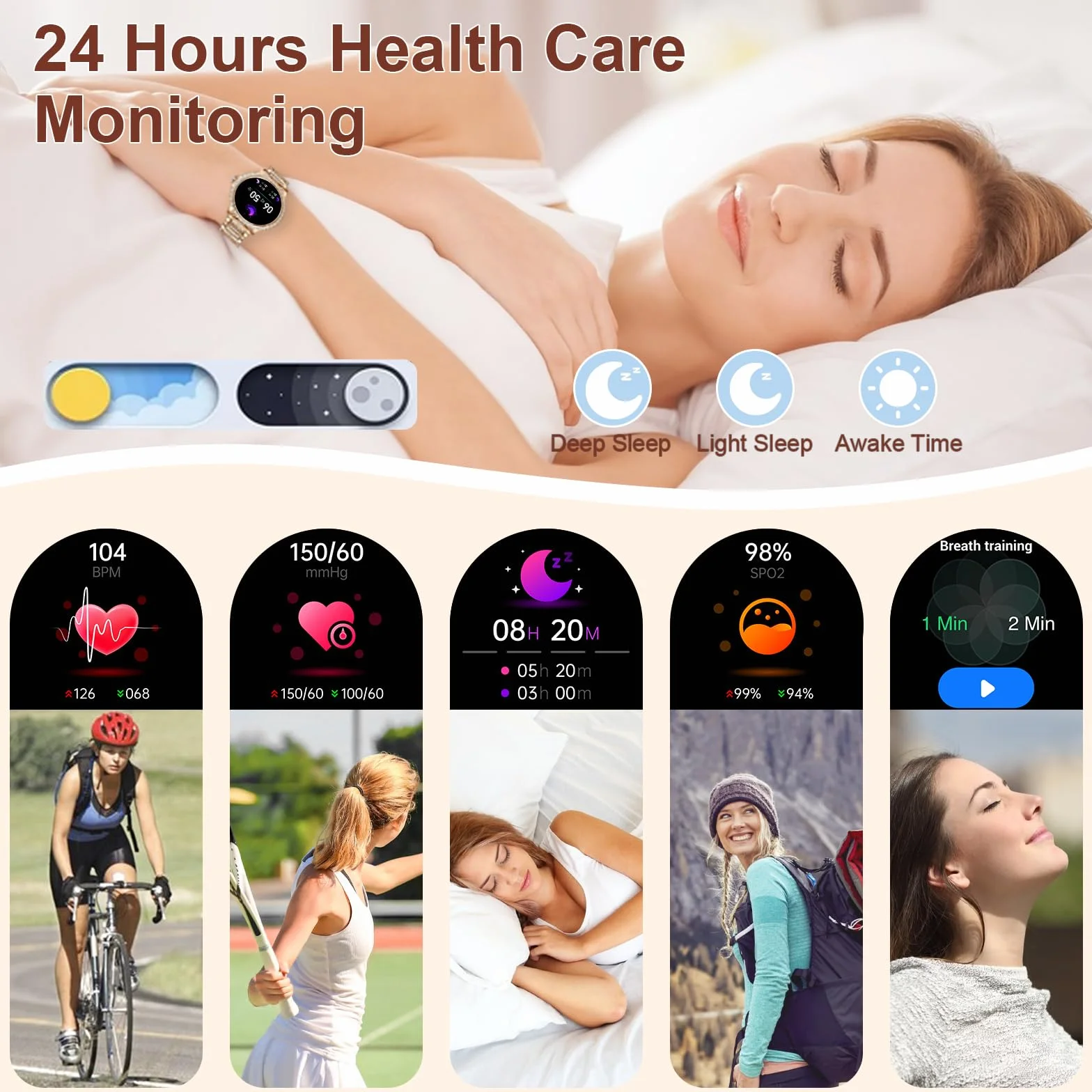 Smartwatch damski Diamond, 1,32", cykl menstruacyjny, pulsometr, monitor snu, sterowanie muzyką, 110 trybów sportowych, zegarek z funkcją telefonu i połączeń