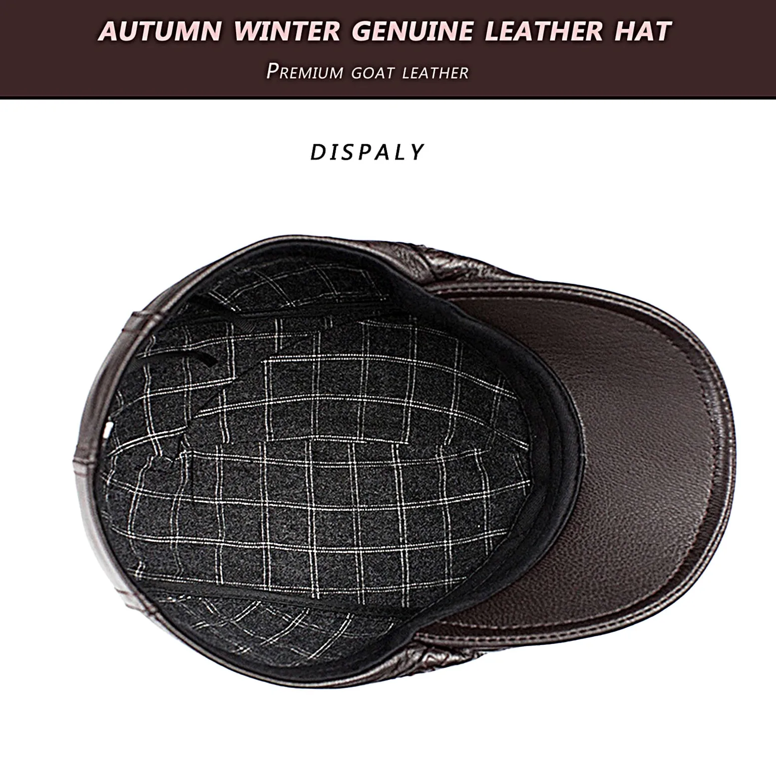 czapki męskie, czapka zimowa męska, czapka skórzana Ivy Gatsby czapka gazeciarz czapka, czapki kierowcy dla mężczyzn czapka termiczna z kaczym dziobem,Dark brown,L(55 56cm)