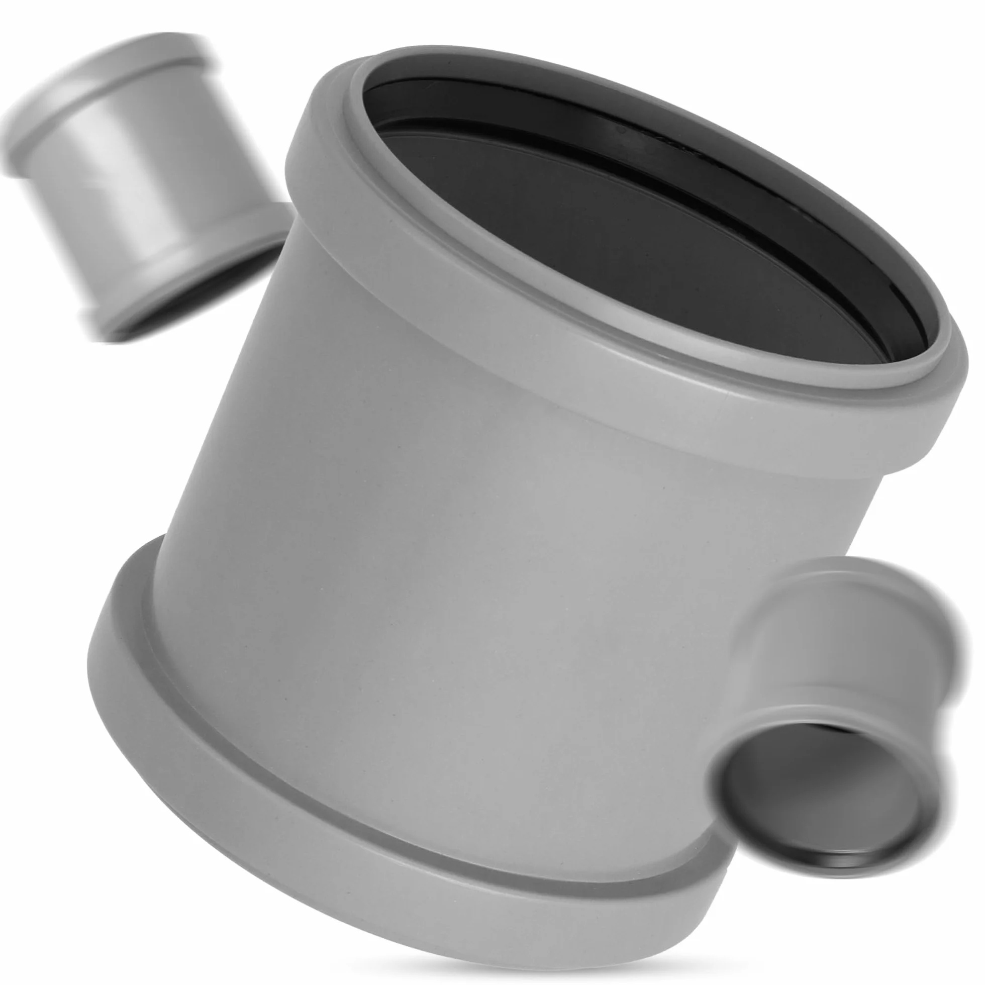 Millto Mufa rura kanalizacyjna 110 x 110 mm, szara, PP, połączenie, połączenie, system rur kanalizacyjnych, odporność chemiczna, z 2 gumowymi pierścieniami uszczelniającymi