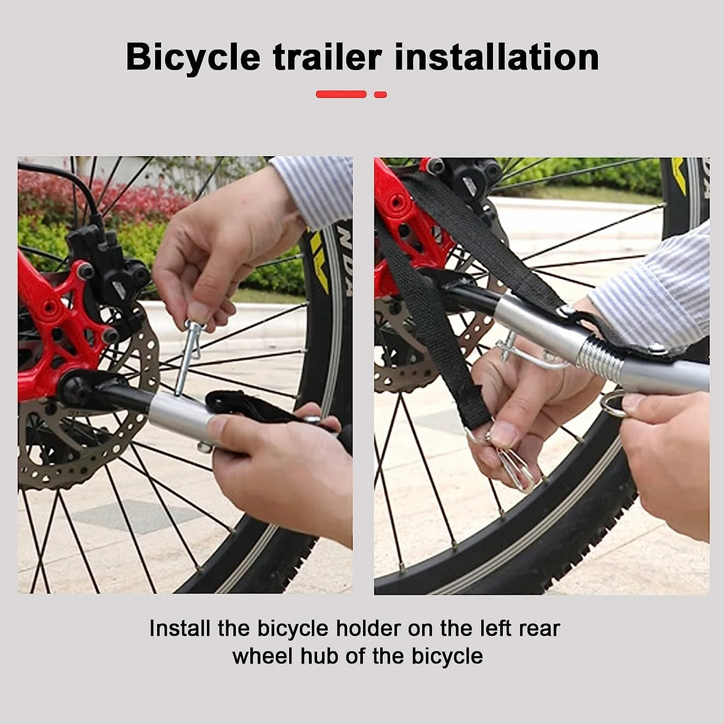 Przyczepka rowerowa, hak holowniczy, adapter do przyczepy rowerowej, z trzpieniem zabezpieczającym, przyczepka rowerowa