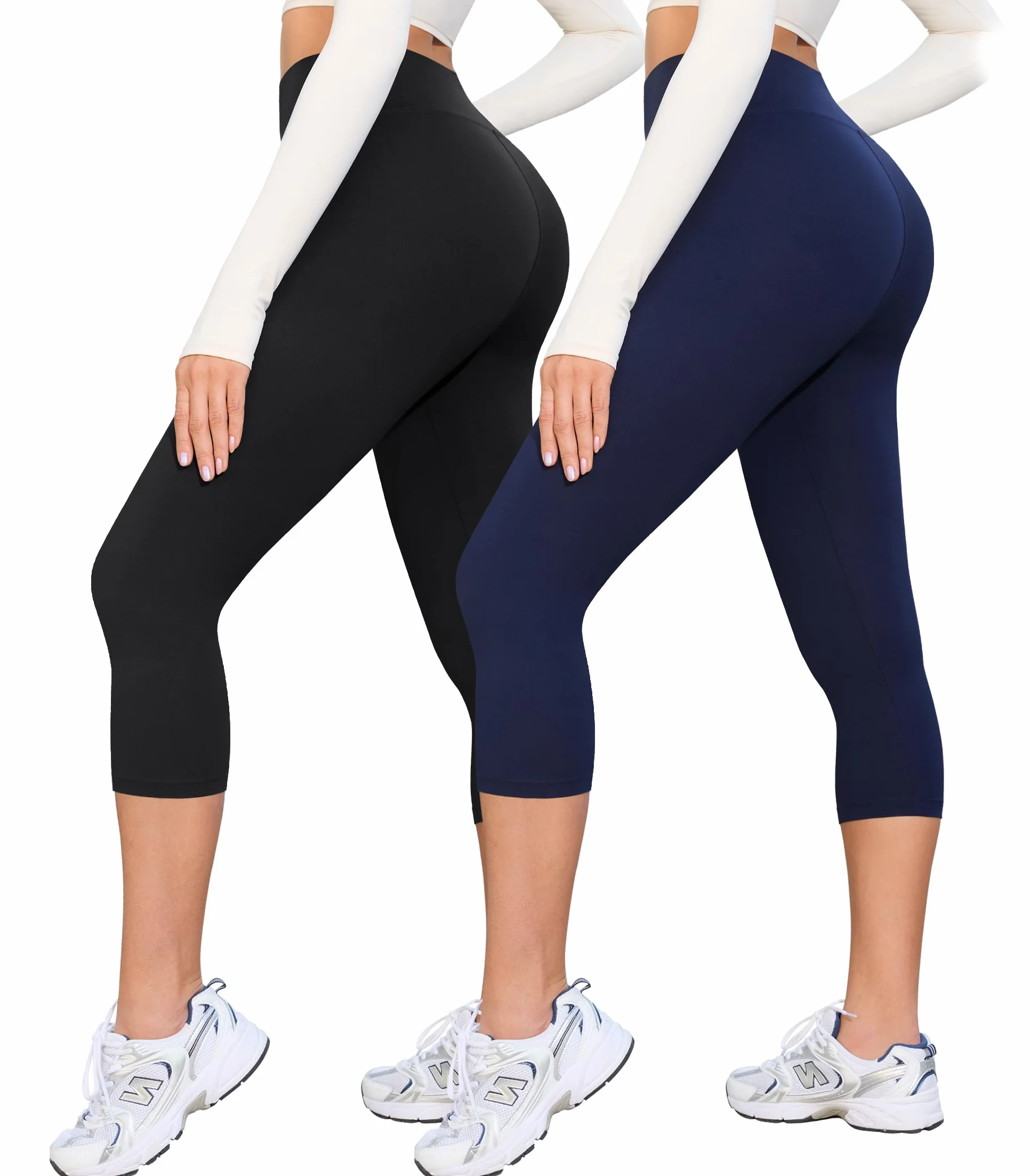 BAYDI Valandy Creamlush Capri legginsy damskie z wysokim stanem, 3/4, do jogi, pilatesu, na czas wolny, na co dzień