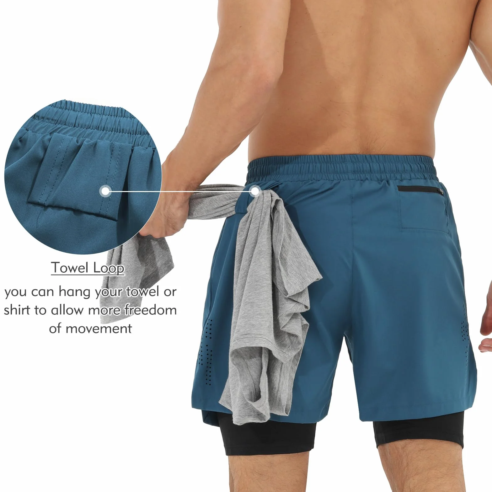 Spodnie Cortos Hombre Deporte Pantalon Cortos 2 w 1 Secado Rápido para Running Fitness Gym