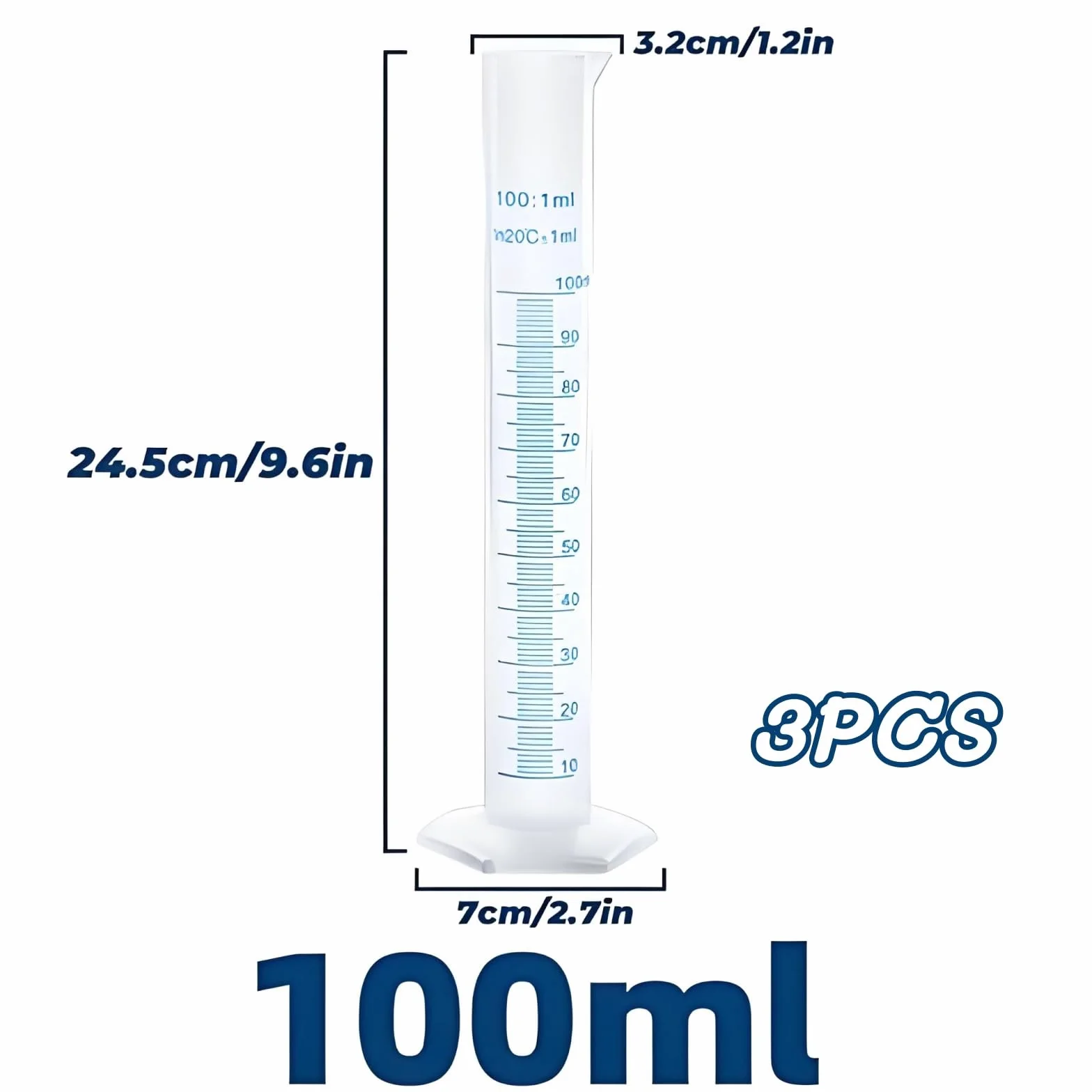 Przezroczysty cylinder miarowy 100 ml, narzędzie do pomiaru płynów, probówka laboratoryjna