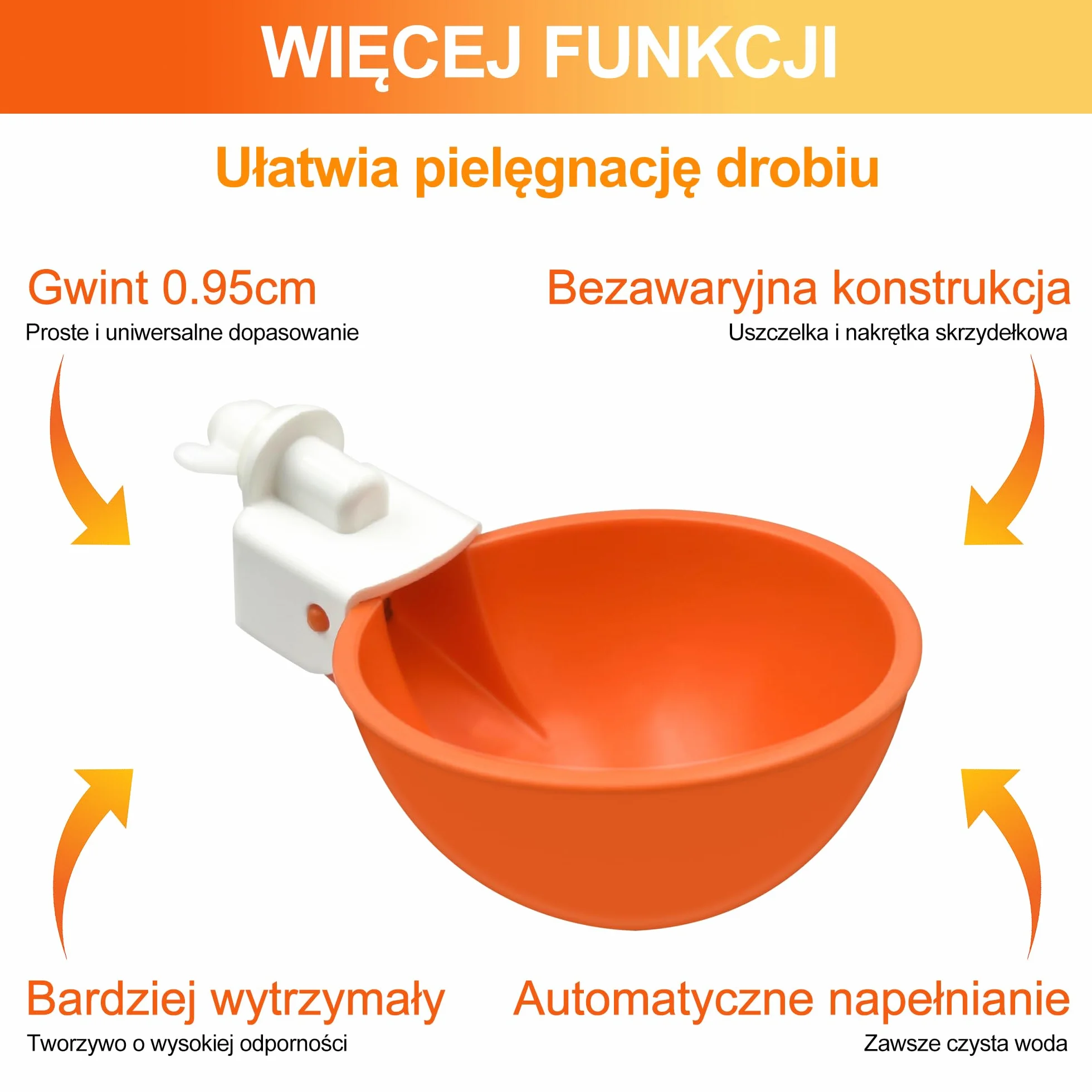 ZenxyHoC DIY kubek na wodę dla kurcząt, 6 sztuk, automatyczny zestaw poidła dla drobiu