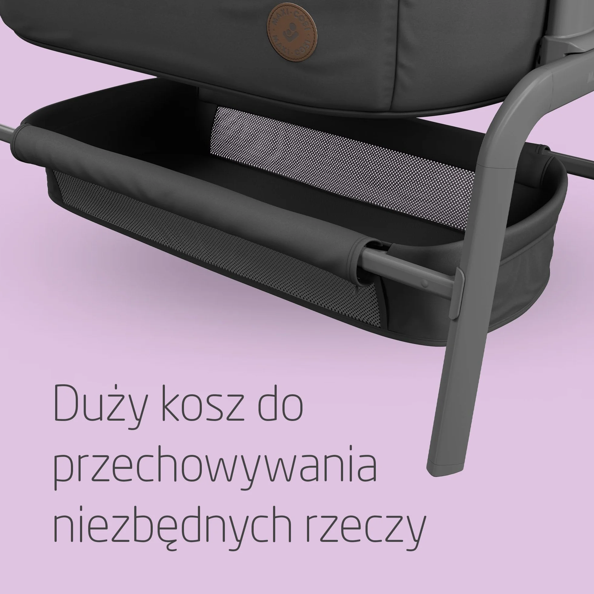 Maxi-Cosi Iora Łóżeczko Przystawka, Co-sleeper , 0–6 mies., maks. 9 kg, 4 Poz. Odchylenia i 5 Wysokości, Łatwe Przesuwanie, Wygodny Materac, Duży Kosz, Łatwe Przenoszenie, Essential Graphite