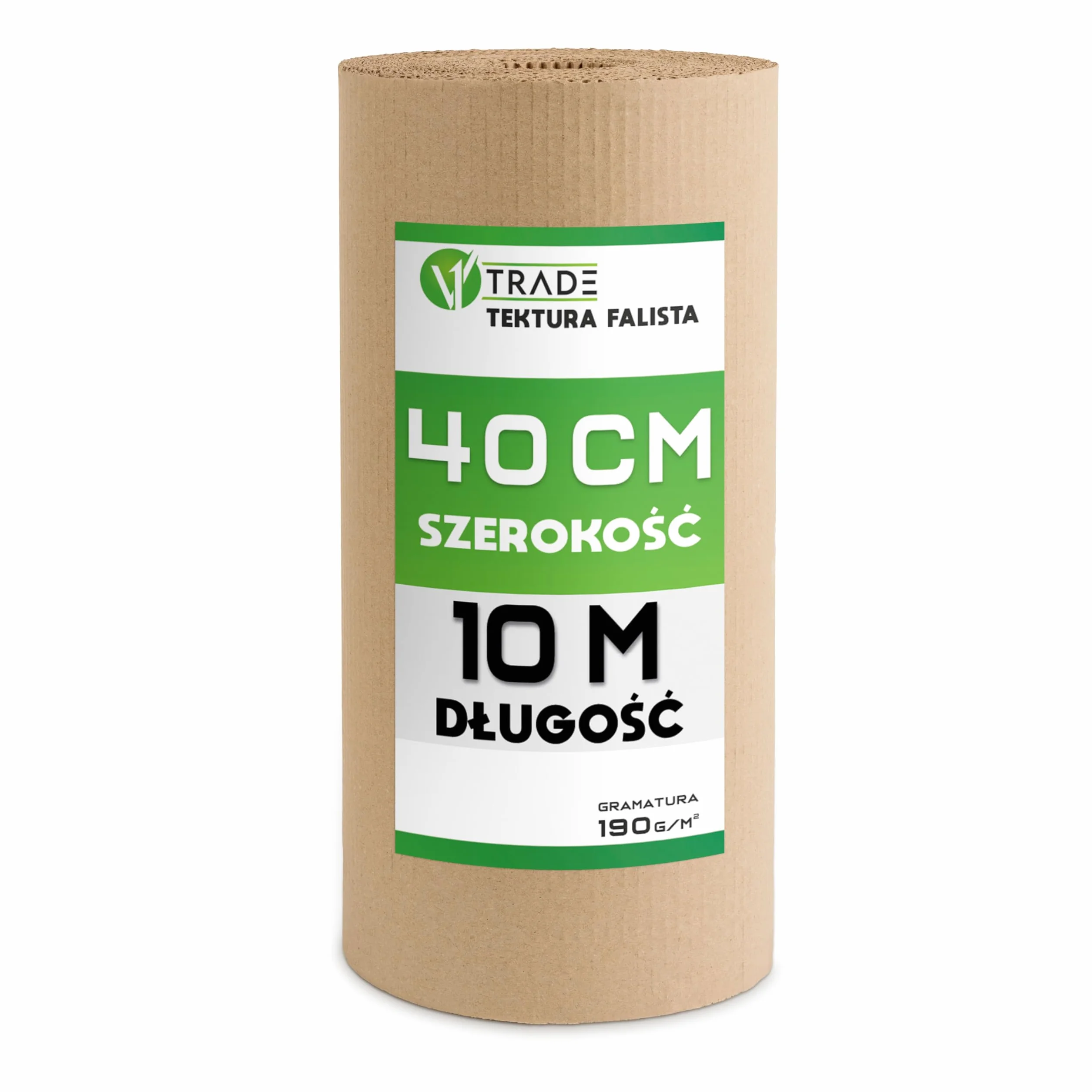 V1 TRADE Rolka tektury falistej 40 cm x 10 m – tektura falista w rolkach 190 g/m2 – materiał opakowaniowy do bezpiecznej wysyłki i przechowywania – przyjazny dla środowiska i nadaje się do recyklingu