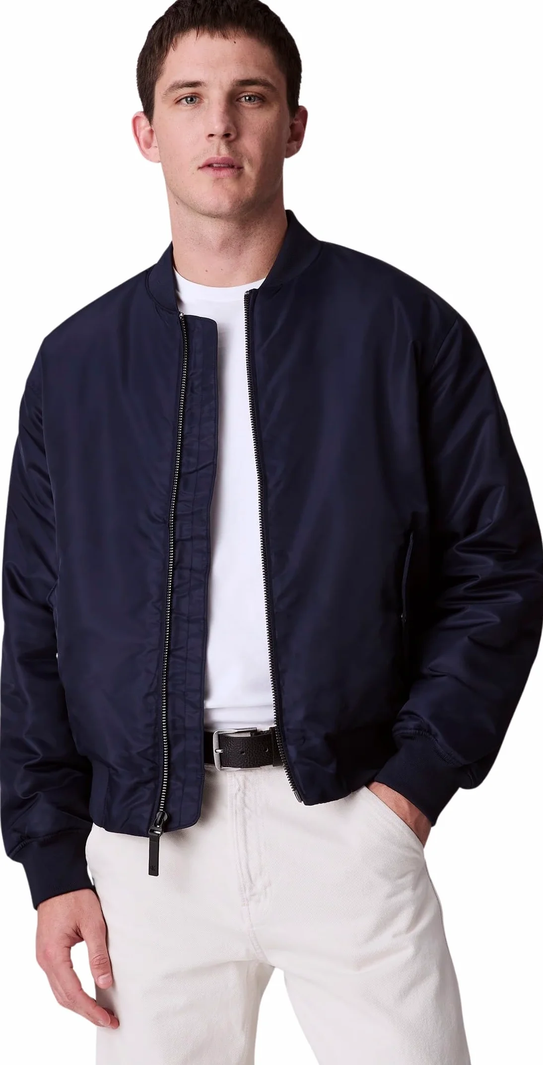 Calvin Klein Jeans Kurtka męska LS NYLON BOMBER LV04RC526G, niebieska (Dark Sapphire), L, Niebieski (ciemny szafir), L