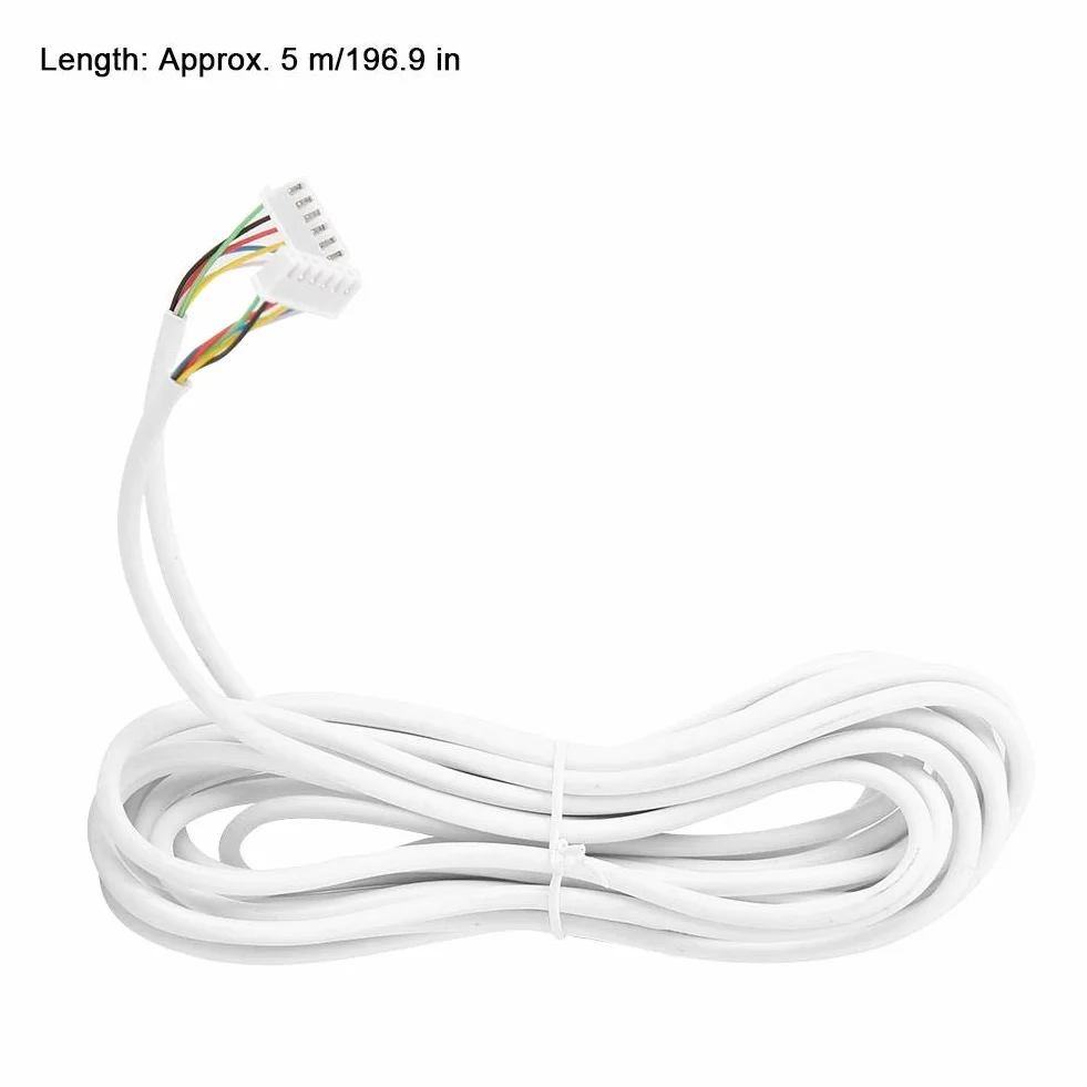 6-żyłowy kabel 5 m, 6-żyłowy przewód dzwonka, okrągły elastyczny przewód miedziany do wideodomofonu, 0,3 mm², 5 m, biały