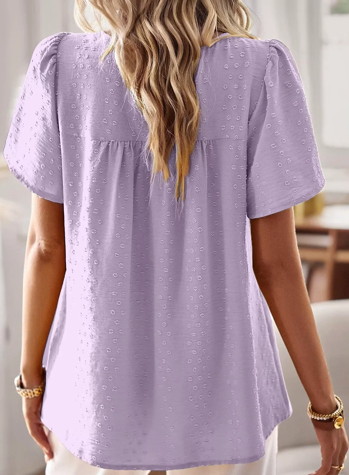 Top Damski Letni Bluzka Boho Z Krótkim Rękawem Elegancka Koszulka Z Okrągłym Dekoltem Swobodne Stroje Koronkowa Odzież