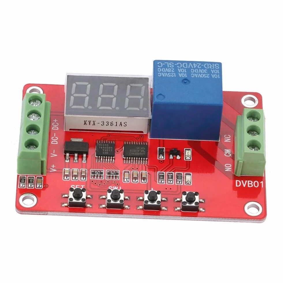 Cyfrowy komparator okiennego napięcia, wielofunkcyjny regulator napięcie, czerwony DVB01, cyfrowy pomiar 12 V/24 V, ochrona przed zbyt niskim napięciem (24 V)