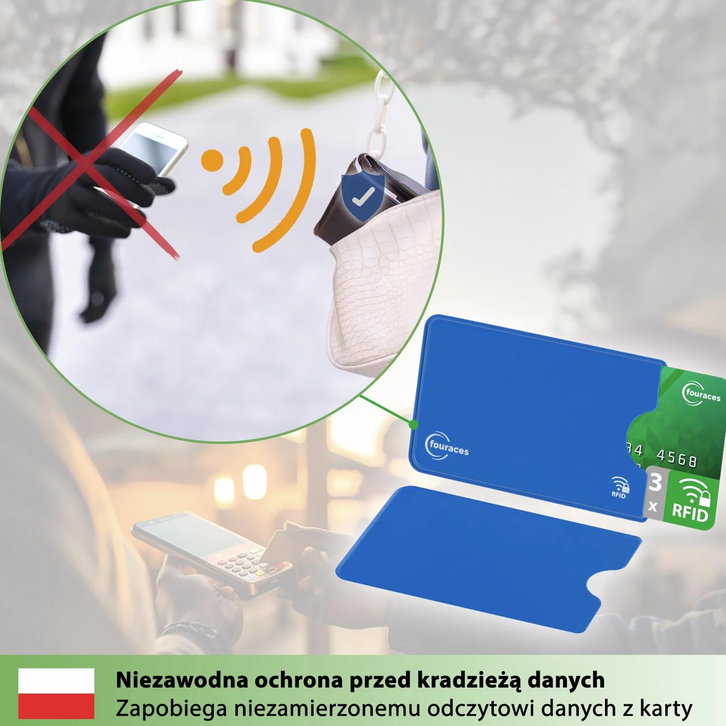 fouraces 3x etui ochronne z blokadą RFID – różne kolory – zabezpieczenie przed kradzieżą danych – etui NFC – etui na karty kredytowe i karty EC, etui na karty EC na karty bankowe