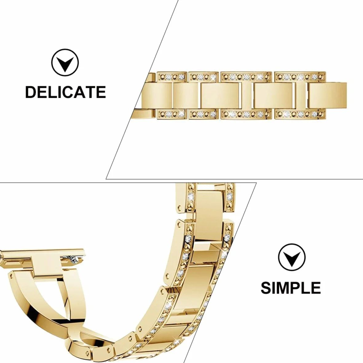 1 Pasek Do Zegarka Opaska Na Nadgarstek Link Przyjazny Dla Skóry Pasek 22Mm Pasek Do Smartwatcha Ze Stali Nierdzewnej Rhinestone Damskie Opaski Vintage Metalowy Pasek Do