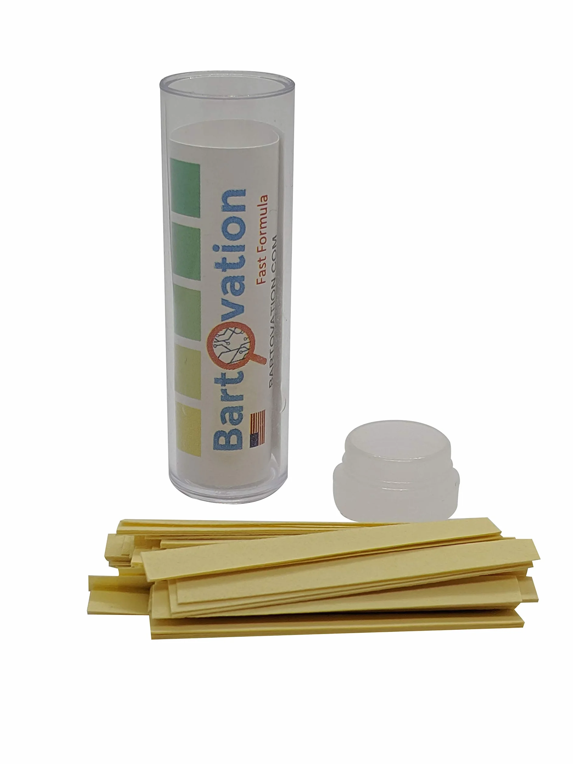 Bartovation restauracja czwartorzędny amonium (QAC, Multi Quat) papier testowy dezynfekujący, 0-400 ppm [fiolka 100 pasków papierowych]