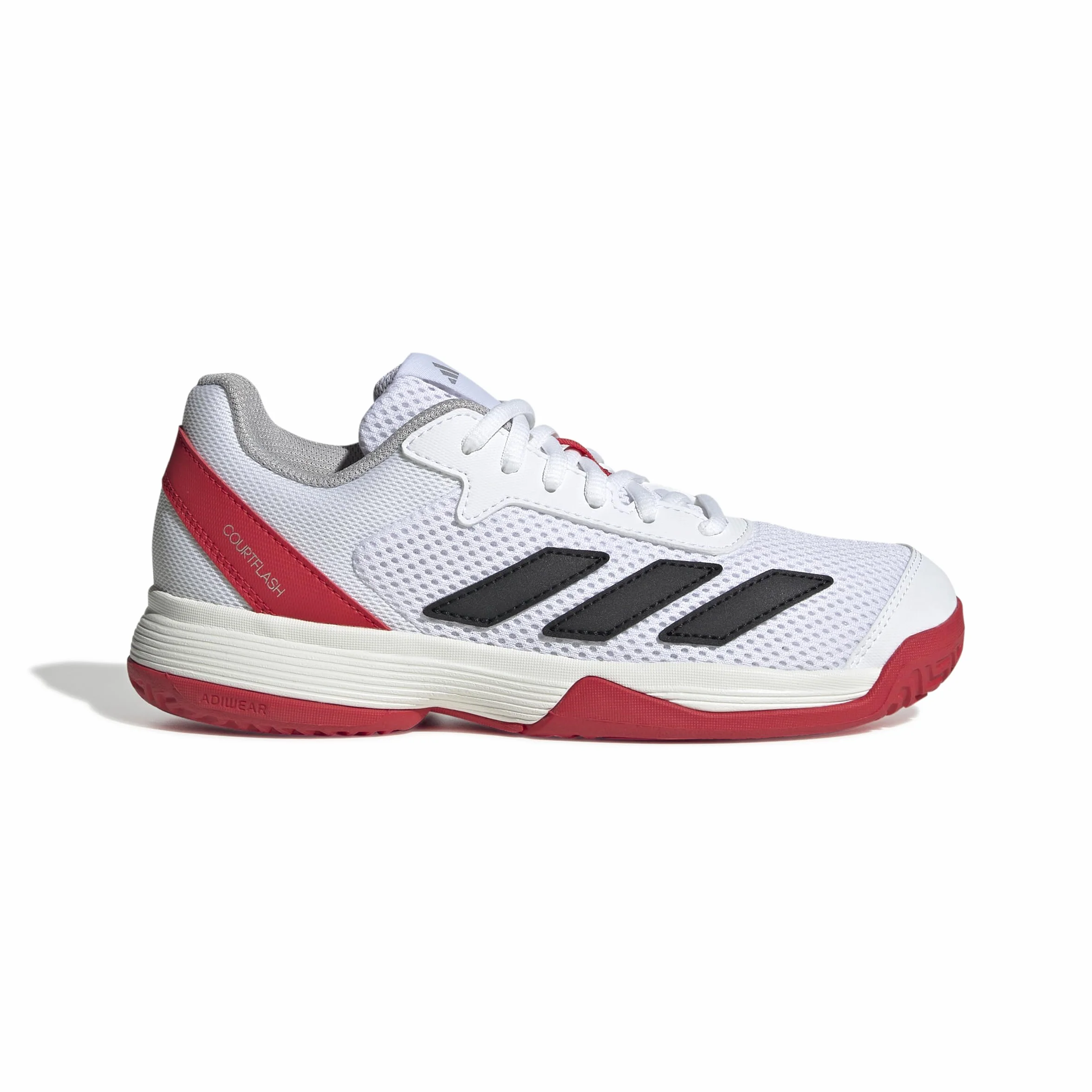 adidas Uniseks - dzieci Courtflash Kids Tennis Shoes, Cloud White/Core Black/Lucid Red, 38 EU
