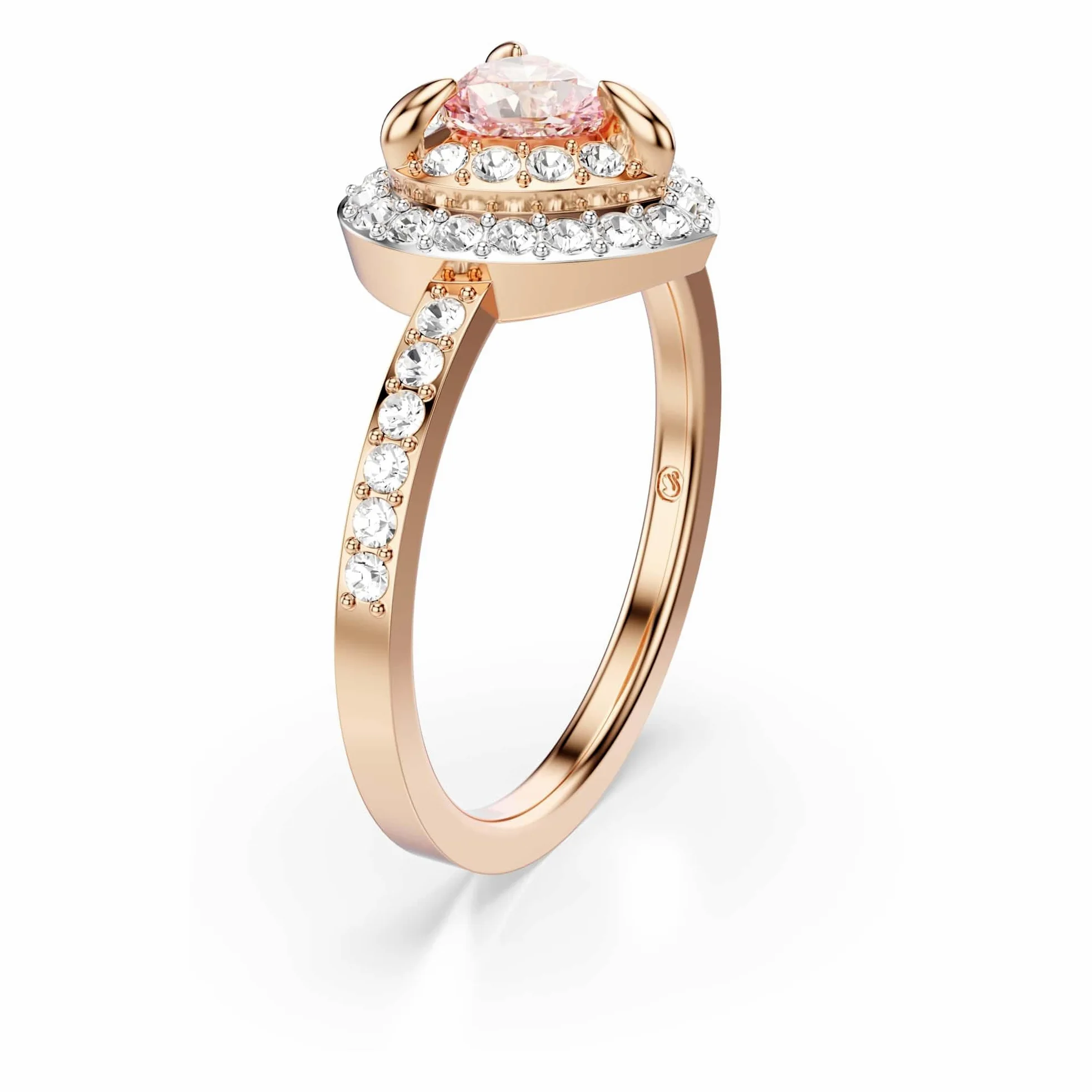 Swarovski One Kolekcja Pierścionek z motywem, Szlif w kształcie serca, Pavé, Serce, Różowy, Wykończenie z mieszanego metalu