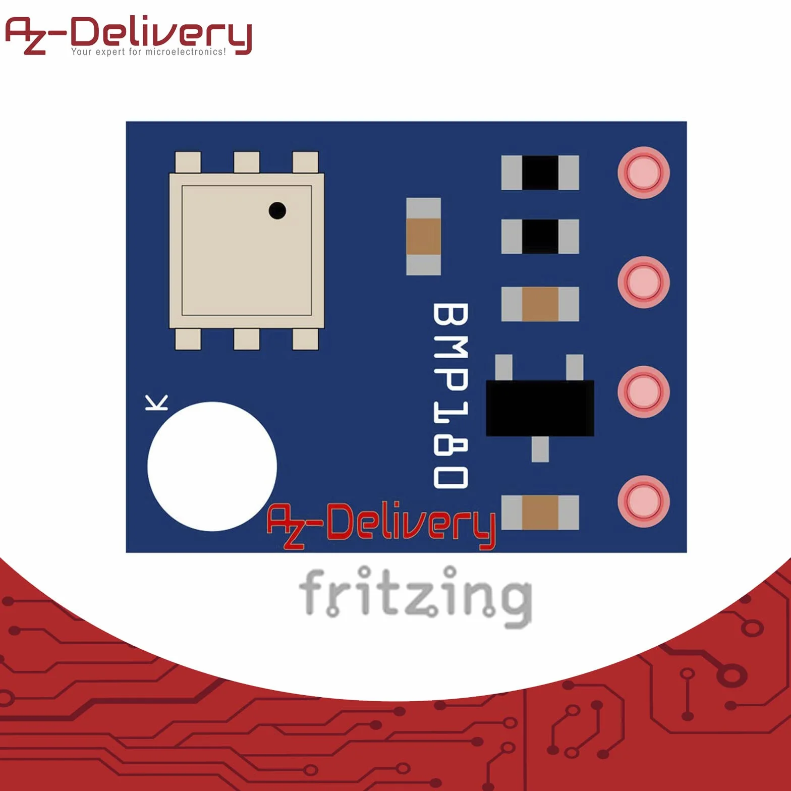 AZDelivery GY-68 BMP180 Czujnik ciśnienia barometrycznego i temperatury kompatybilny z Arduino i Raspberry Pi wraz z E-Book!