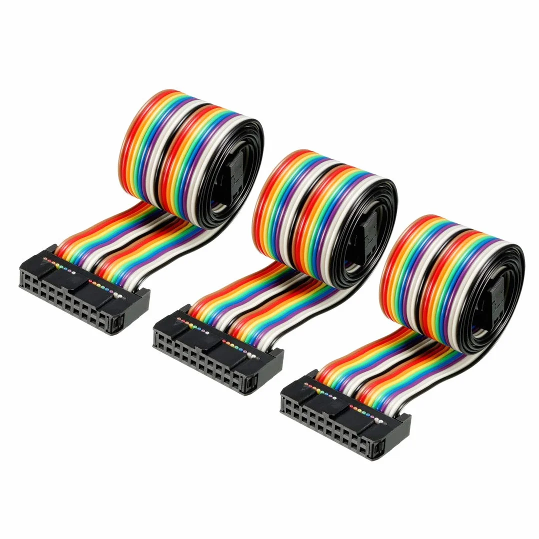 sourcing map 3 sztuki IDC 20 pin kabel płaski kolorowy tęczowy 48 cm 2,54 mm Pitch de