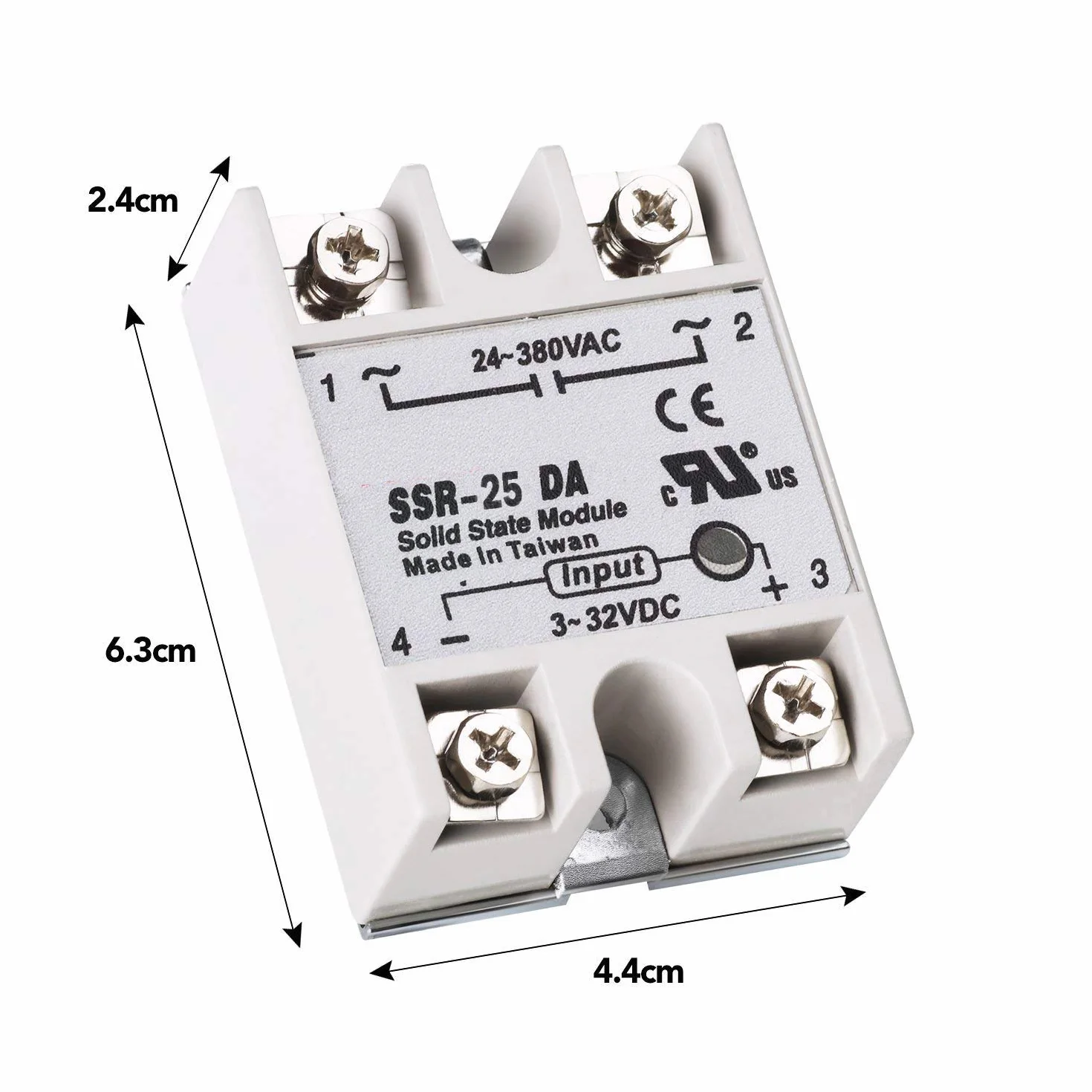 Hailege 2pcs SSR-25DA Solid State Relay Single Phase Semi-Conductor Input 3-32V DC Output 24-380V AC