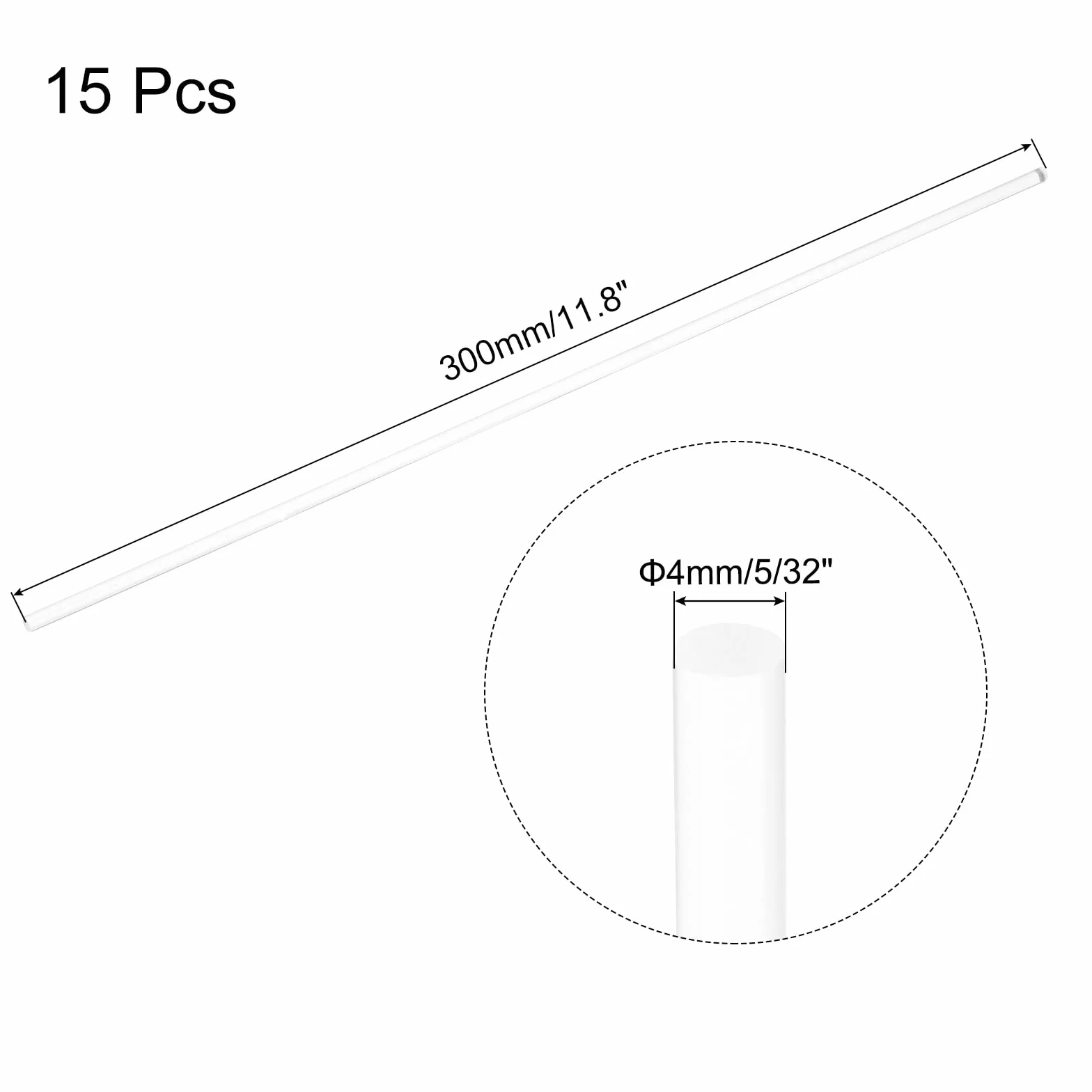 QUARKZMAN 15 szt. okrągłych akrylowych patyczków 5/32 "x 12" patyczki z przezroczystego tworzywa sztucznego akrylowe kije do samodzielnego wykonania oświetlenia ogrodu - 4 mm x 300 mm