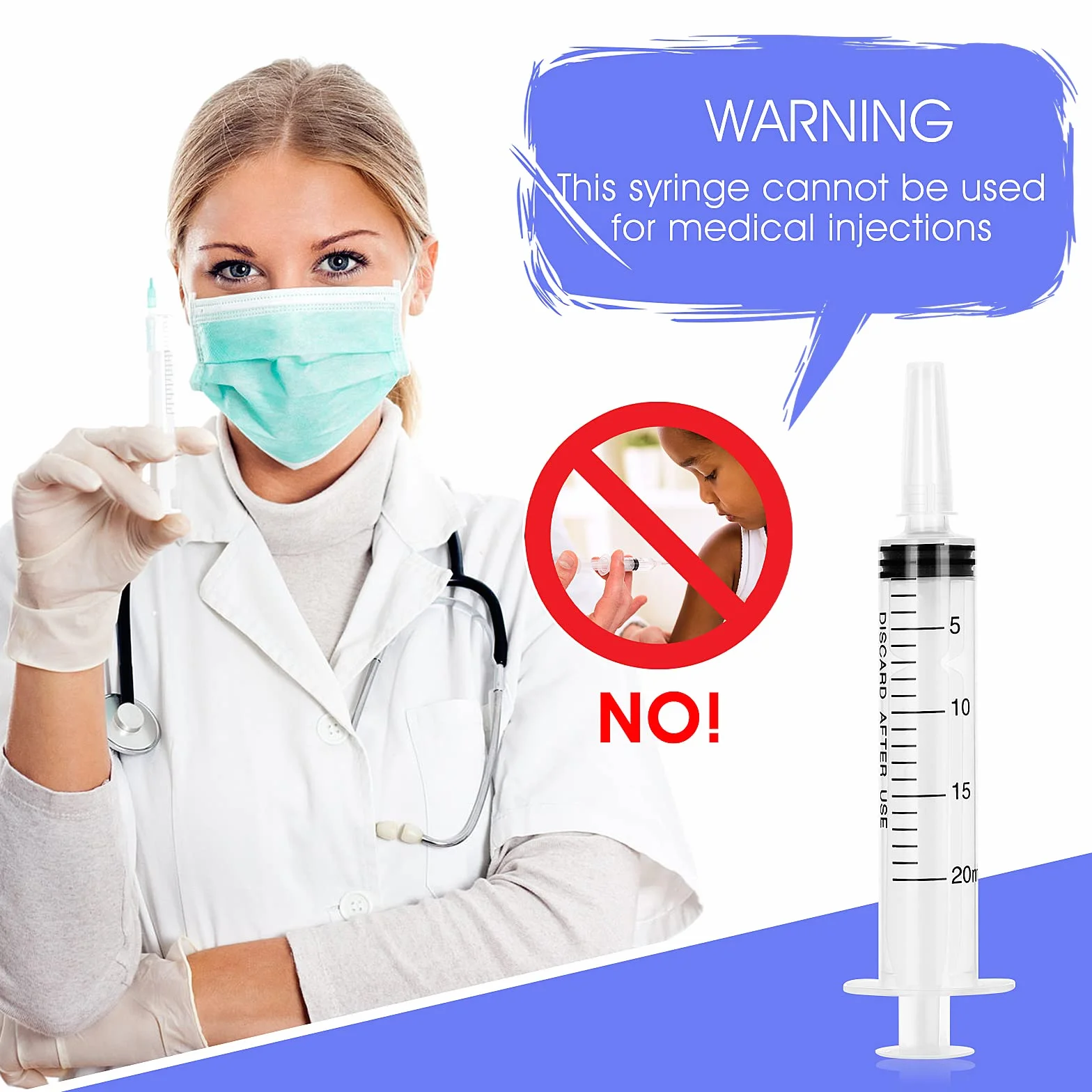 cobee Plastikowa strzykawka z tworzywa sztucznego, do karmienia, podlewania, odmierzania składników odżywczych, do laboratoriów naukowych, eksperymentów z aplikacją kleju, 6 szt., 20 ml