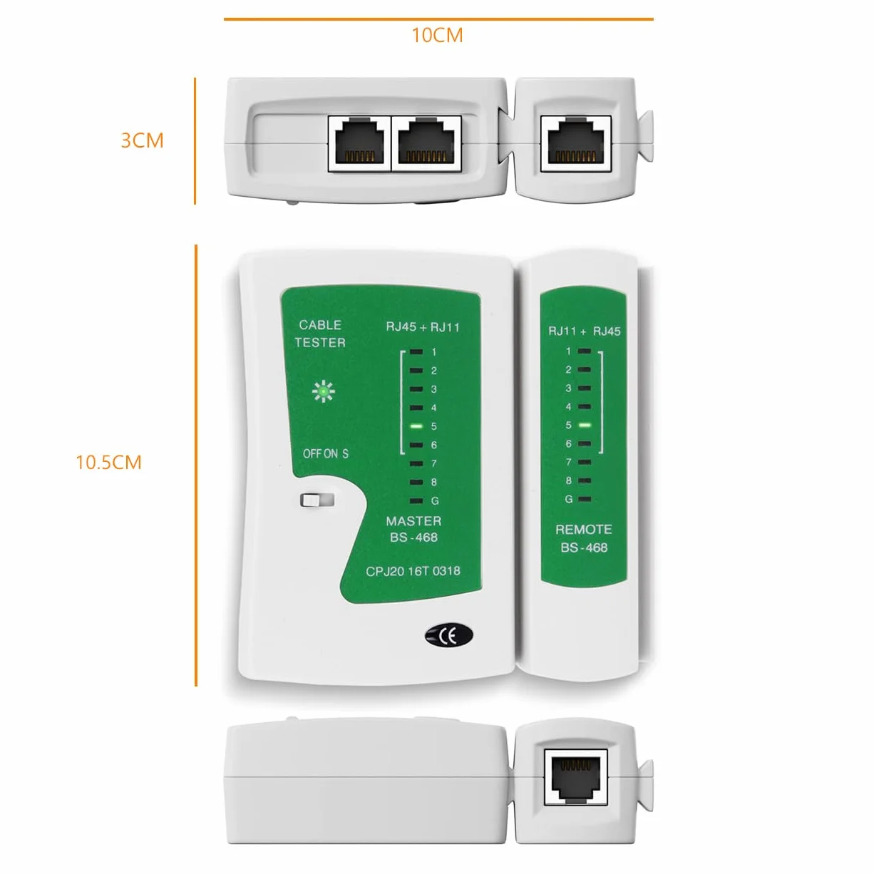 Tester sieci LAN RJ45/RJ11/RJ12, ISDN, kabli Cat 5/5e/6, z walizką