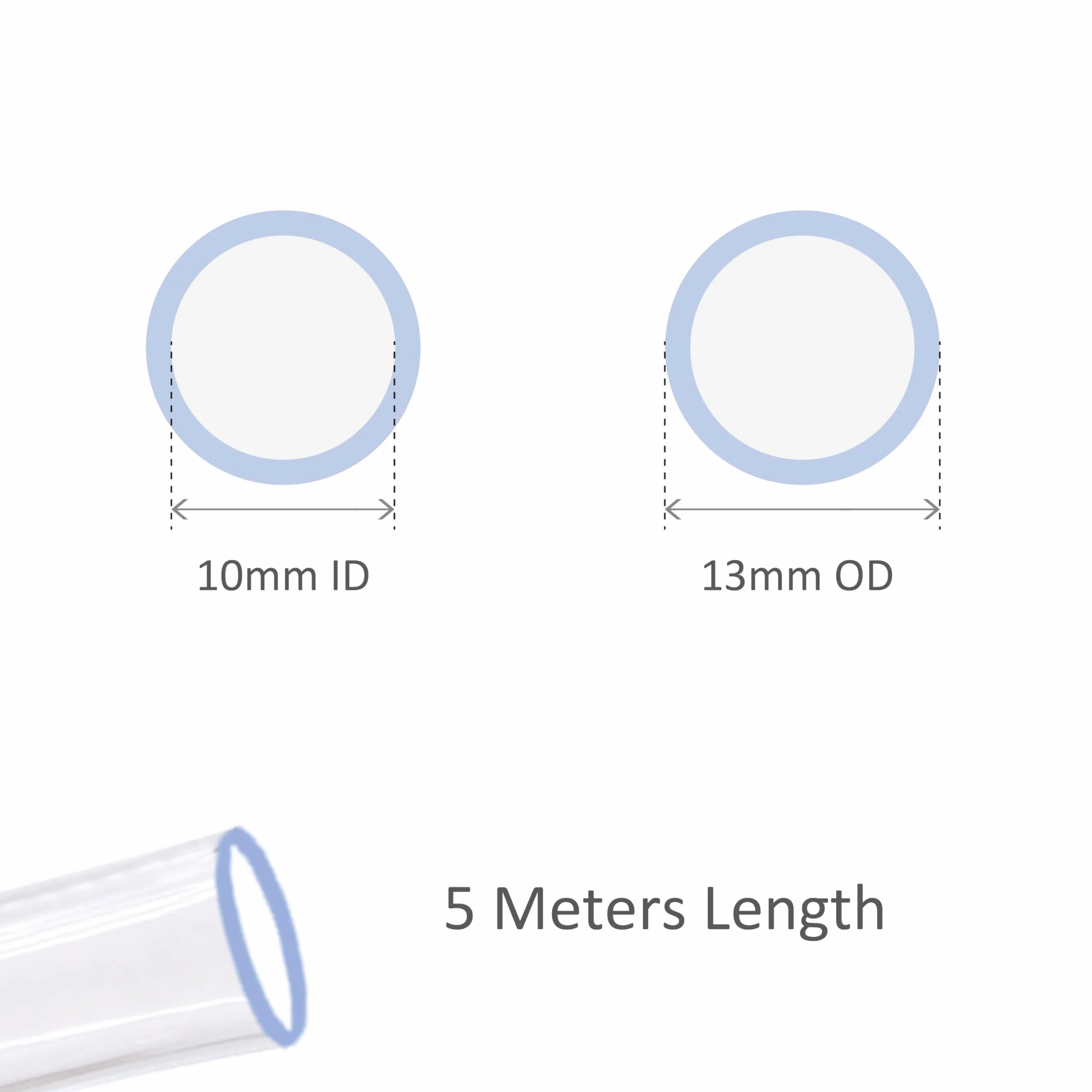 Przezroczysta rurka 10 mm ID x 13 mm OD, długość 5 m, grubość 1,5 mm, elastyczna plastikowa rurka do domowych napraw akwarium, wolna od BPA i nietoksyczna, z 4 zaciskami do węży