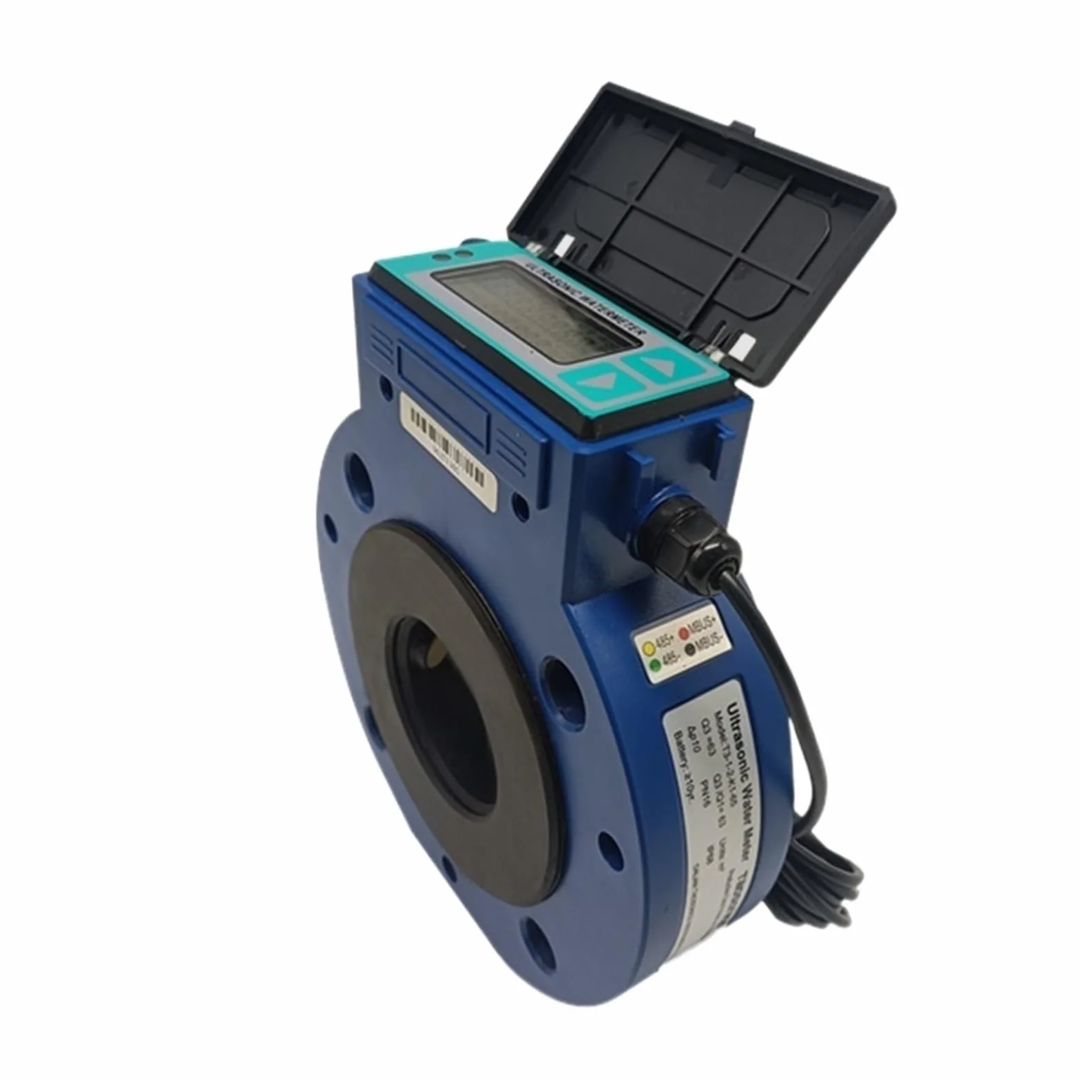 Przepływomierze Ultradźwiękowy wodomierz Złącze kołnierzowe zasilania akumulatorowego, DN50mm DN65 DN80 DN100 IP68 Cyfrowy przepływomierz wody (Color : DN100, Size : 1)