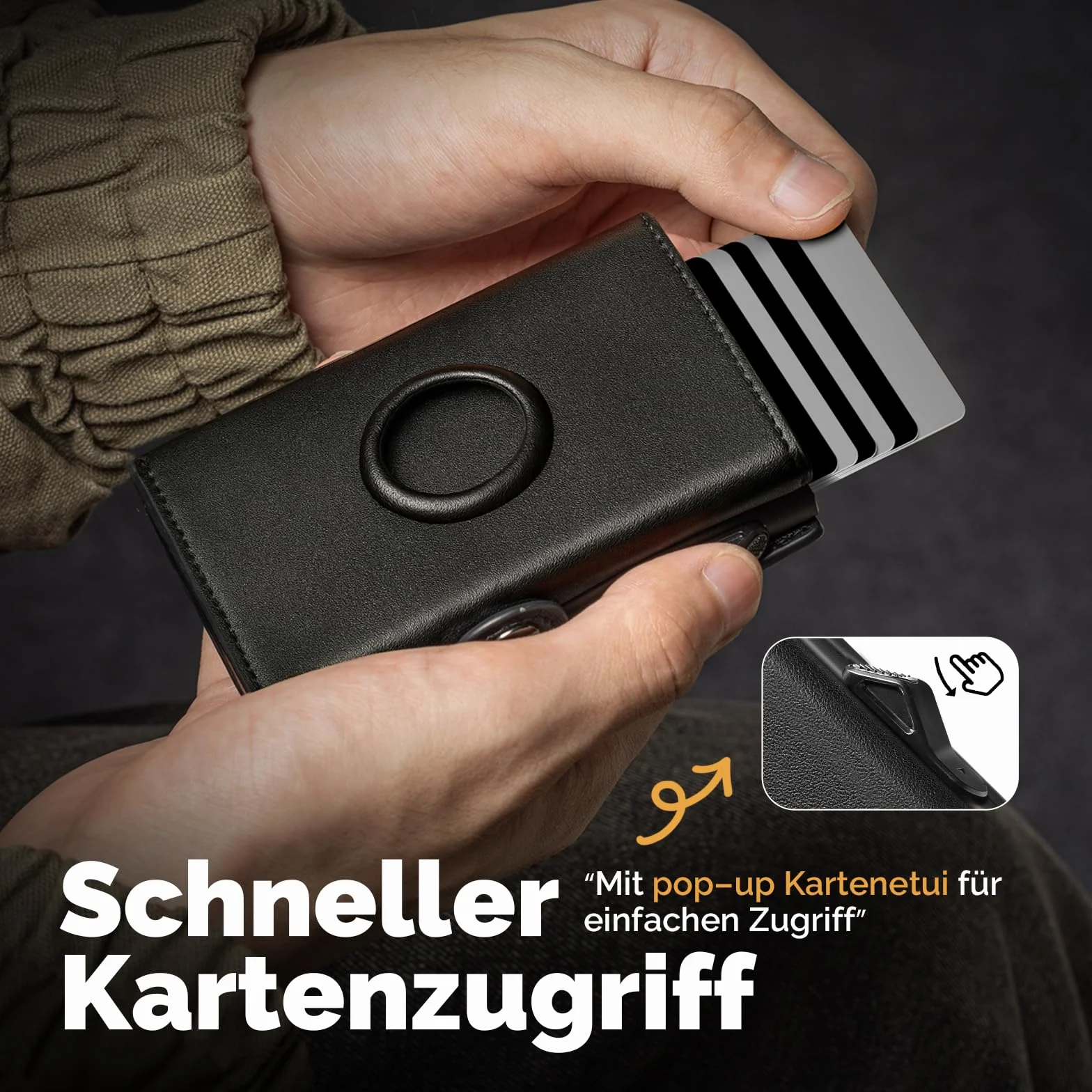 Apple Airtag Wallet Portmonetka męska RFID Smart Wallet kompaktowy na 12 kart pop-up czarny