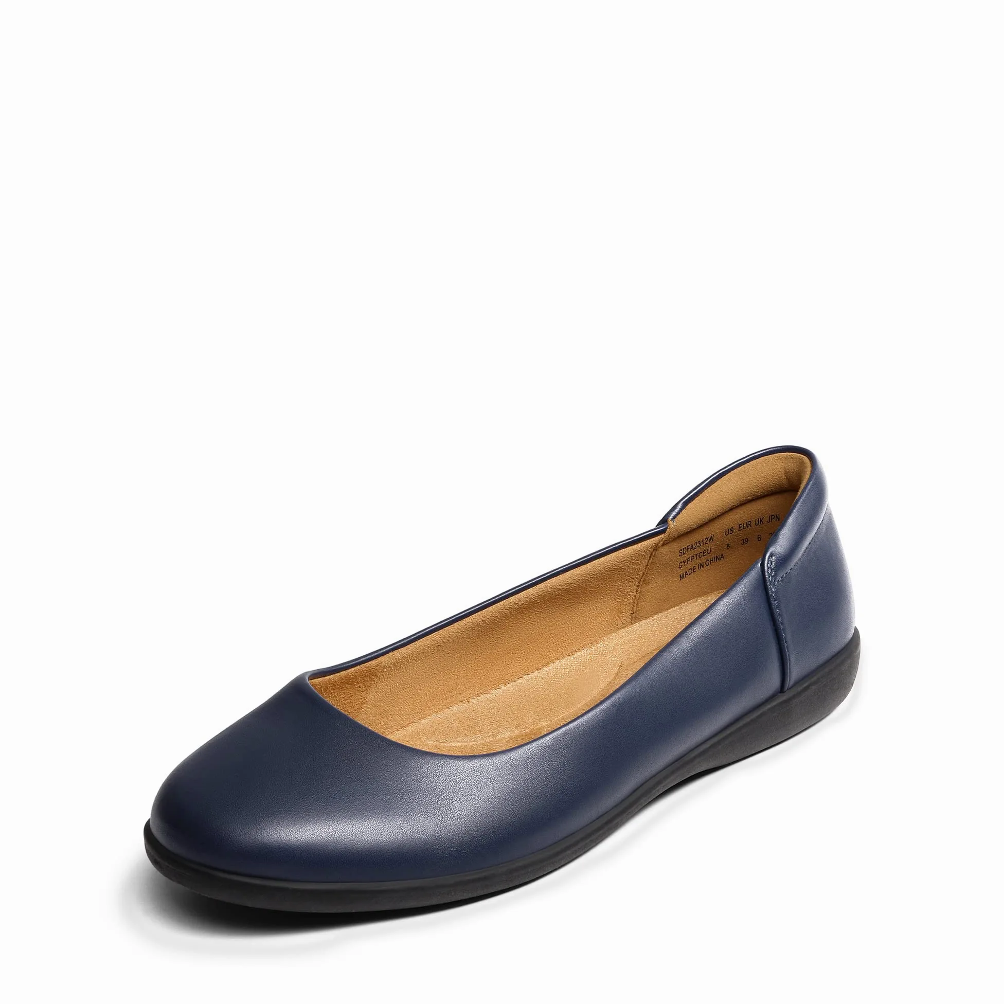 DREAM PAIRS Damskie wygodne baleriny eleganckie buty robocze, okrągłe palce wsuwane buty biurowe, granatowy, 42 EU