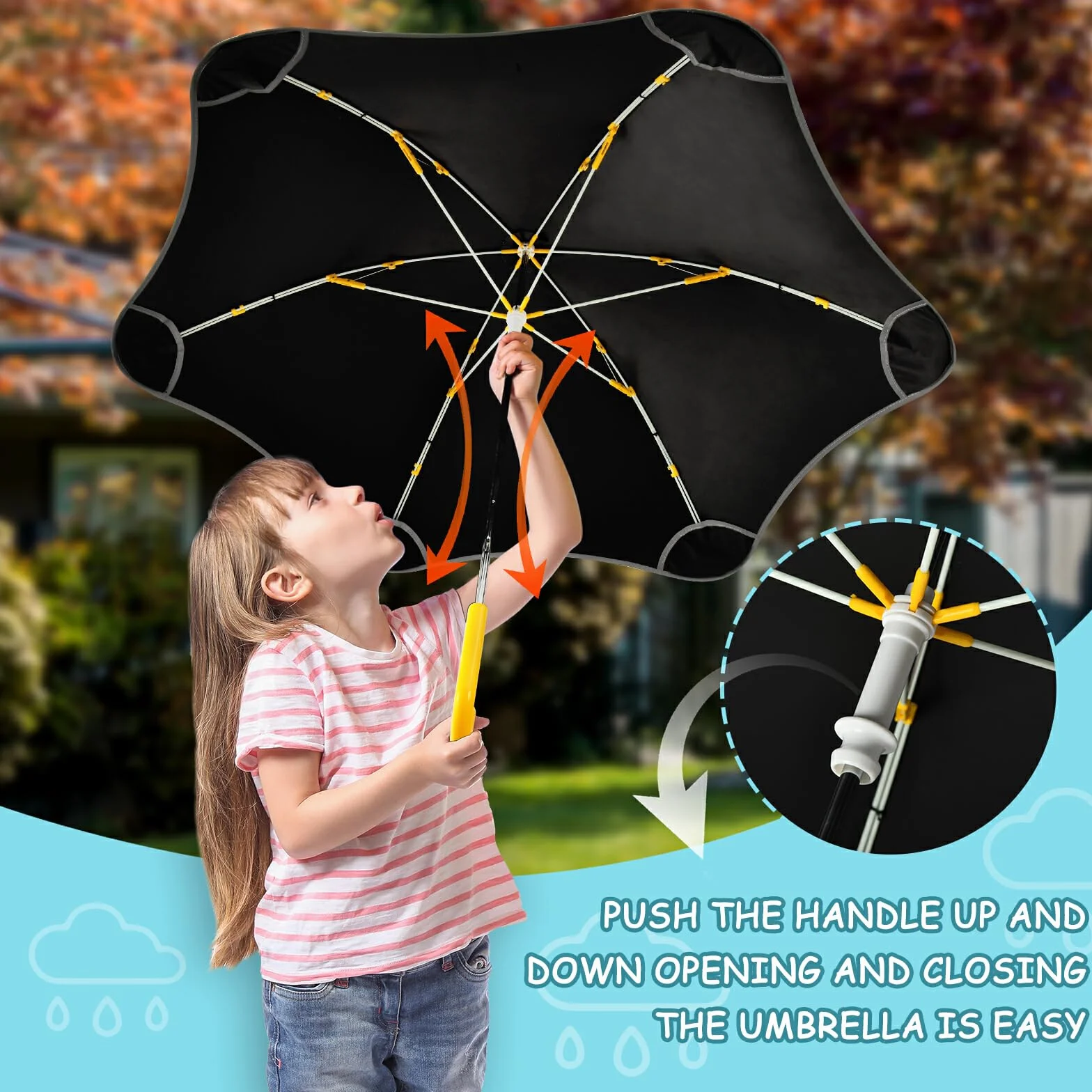 Parasol dla dzieci, parasole budowlane, na deszcz, ochrona przed promieniowaniem UV/słońcem, chłopcy, dziewczęta, z łatwym do trzymania uchwytem haczykowym, multi