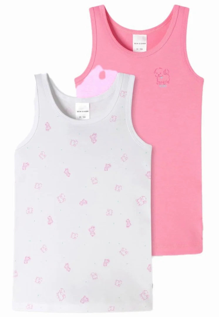 Schiesser Bielizna dziewczynki. Mädchen Unterhemden Tops 2 PACK